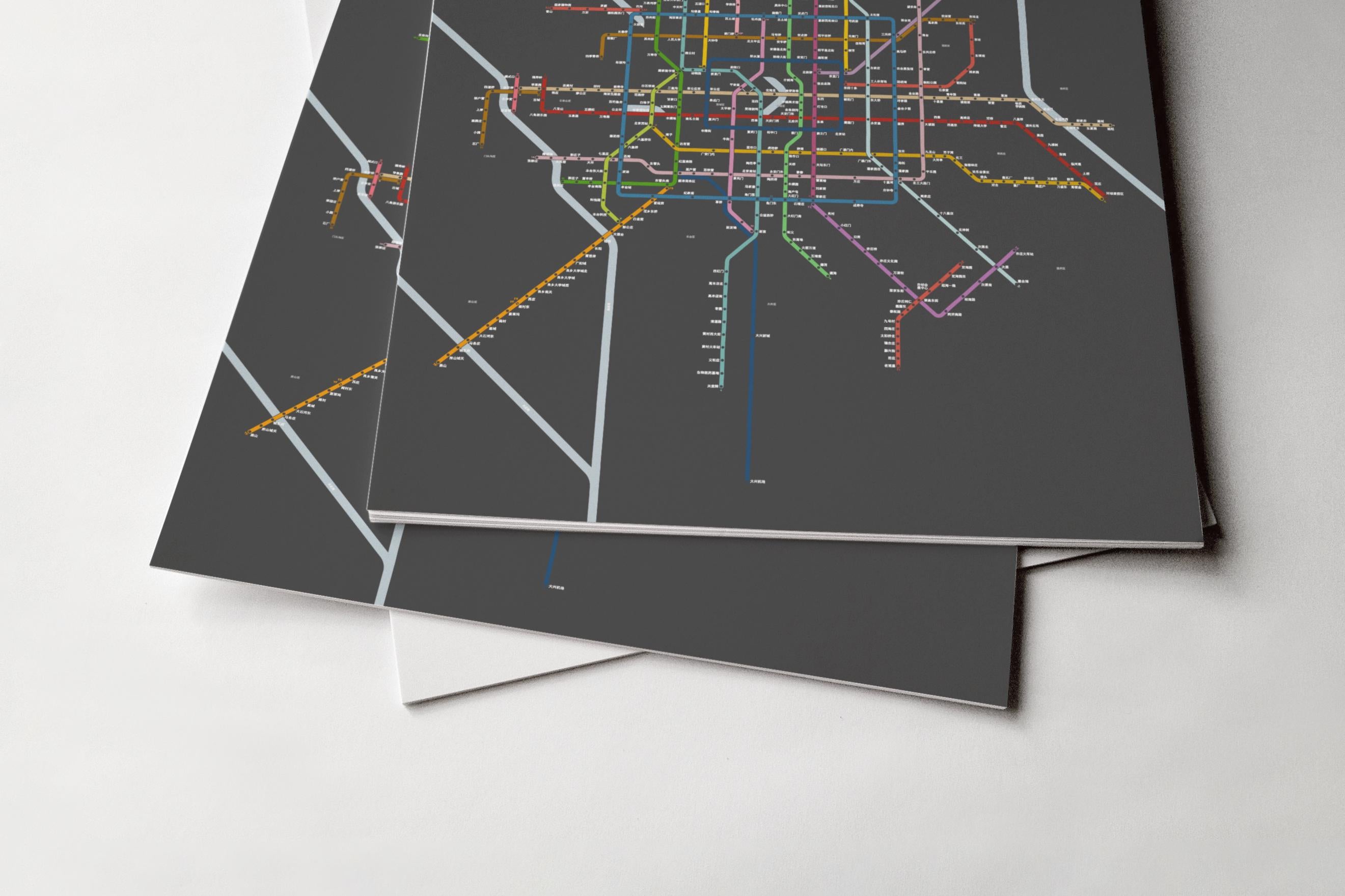 Beijing Metro / Chinese 北京地铁 Dark Mode System Map