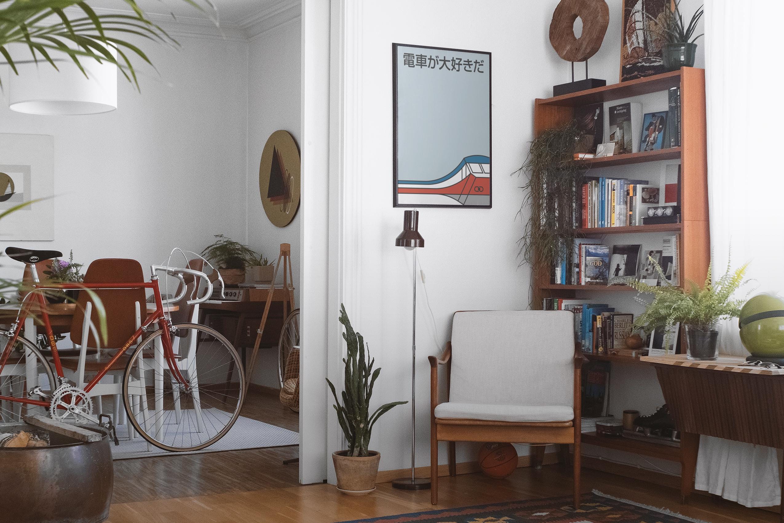 I Love Trains Poster: Japanese Minimal Subway Art, Metro Transit Sign