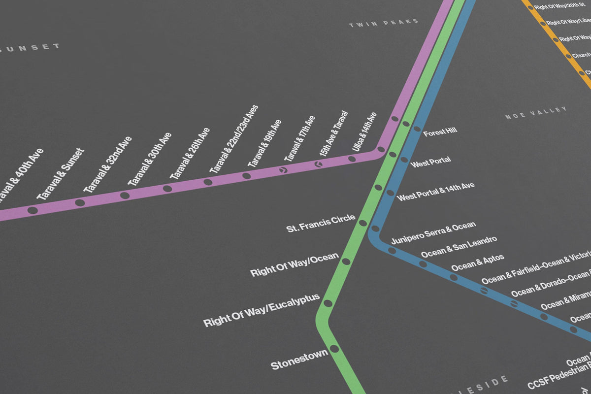 MUNI Metro Map – Dark Mode