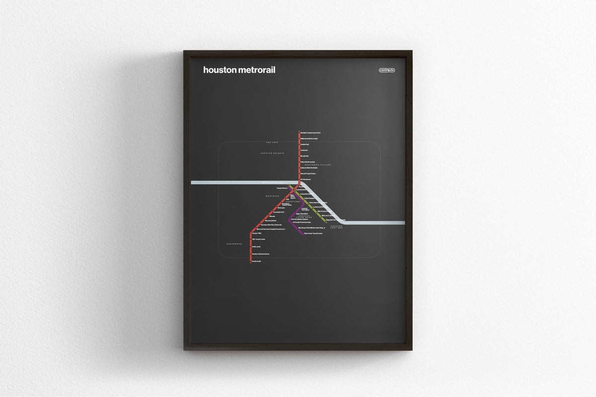 Houston METRORail Map – Dark Mode