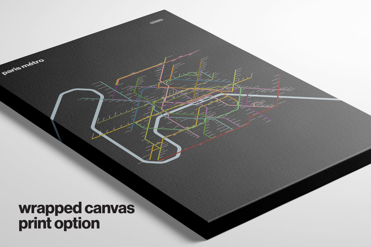 Paris Metro Map – Vertical Dark Mode