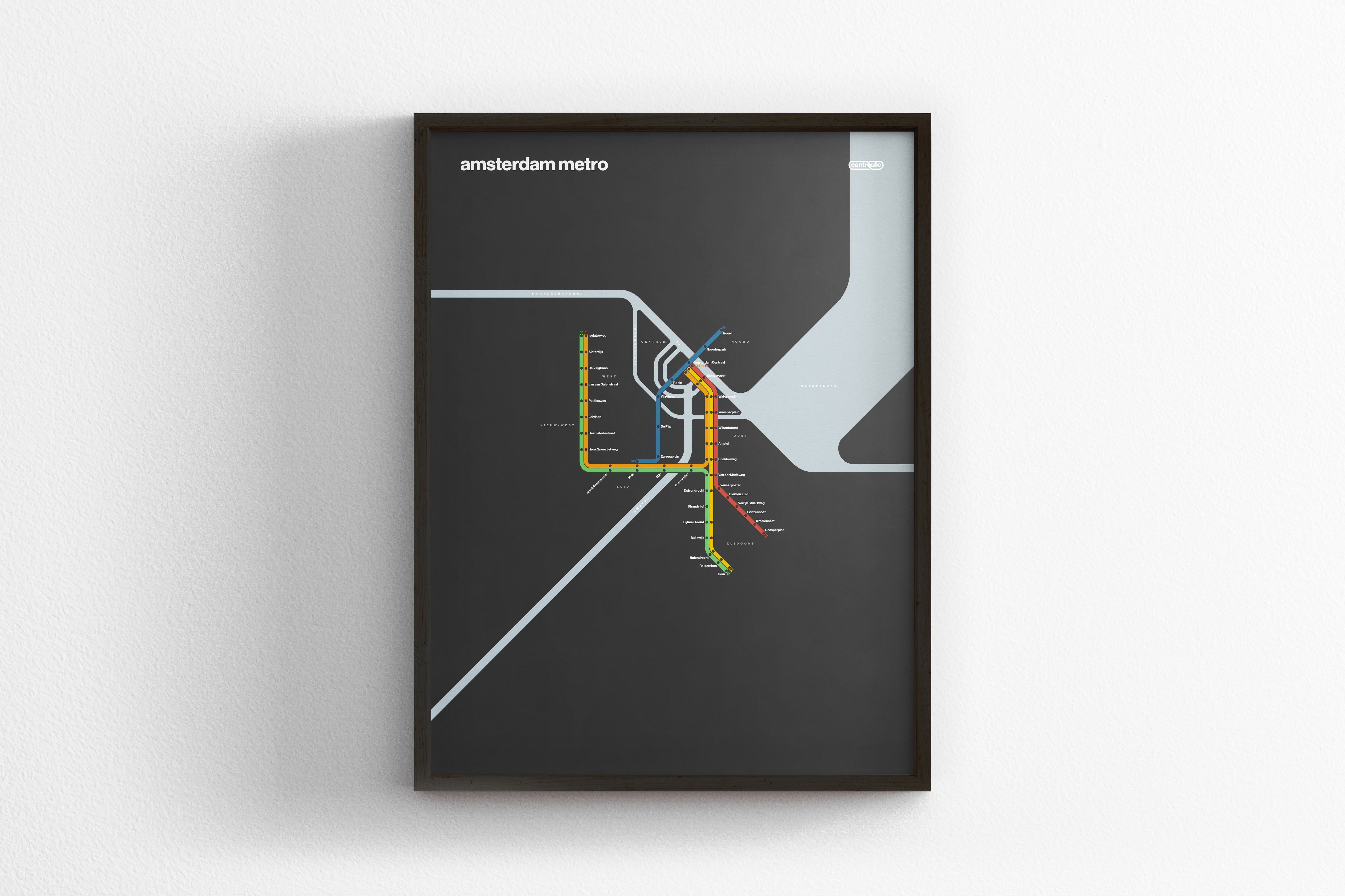 Amsterdam Metro / Dark Mode System Map