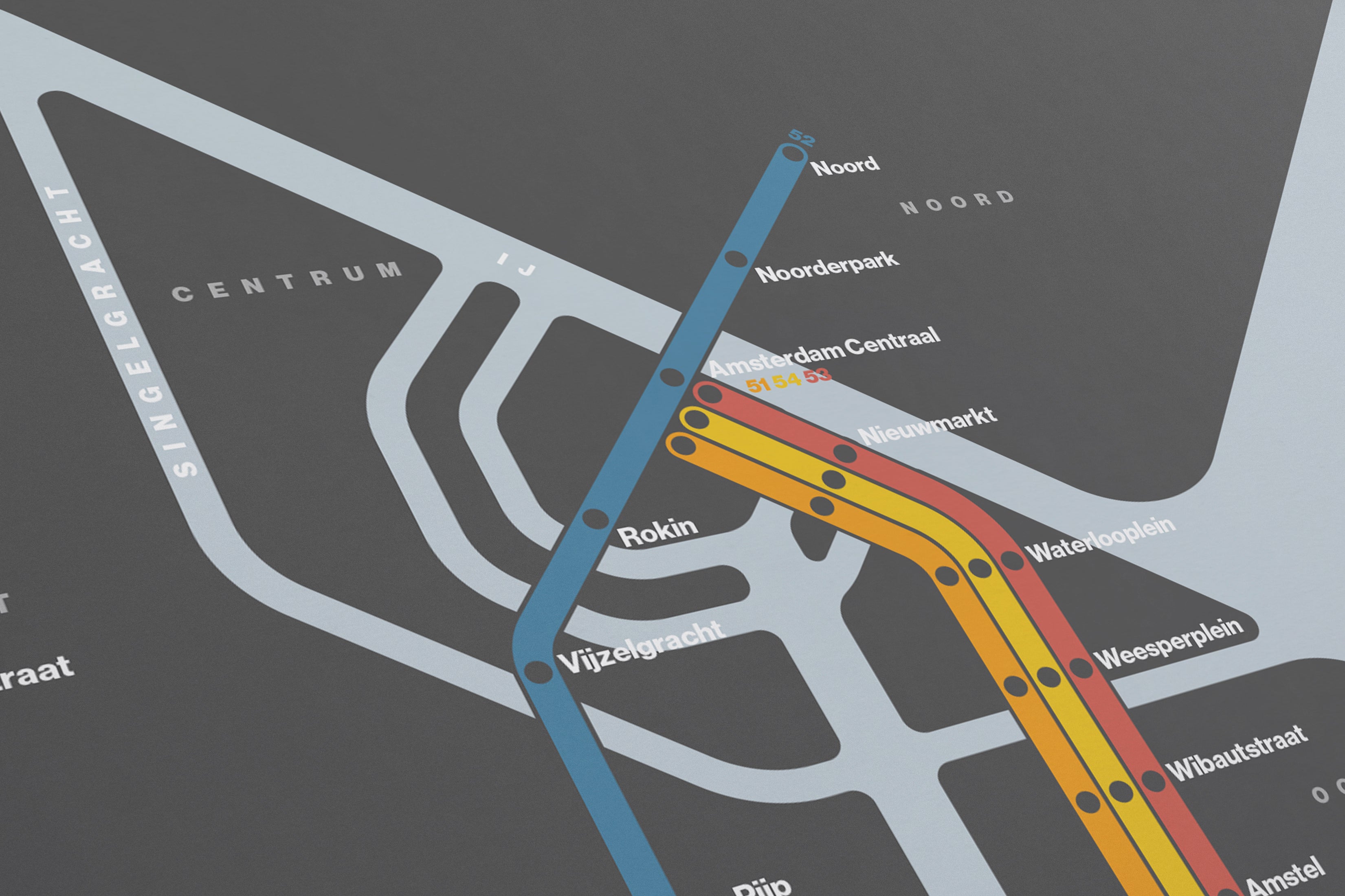 Amsterdam Metro / Dark Mode System Map