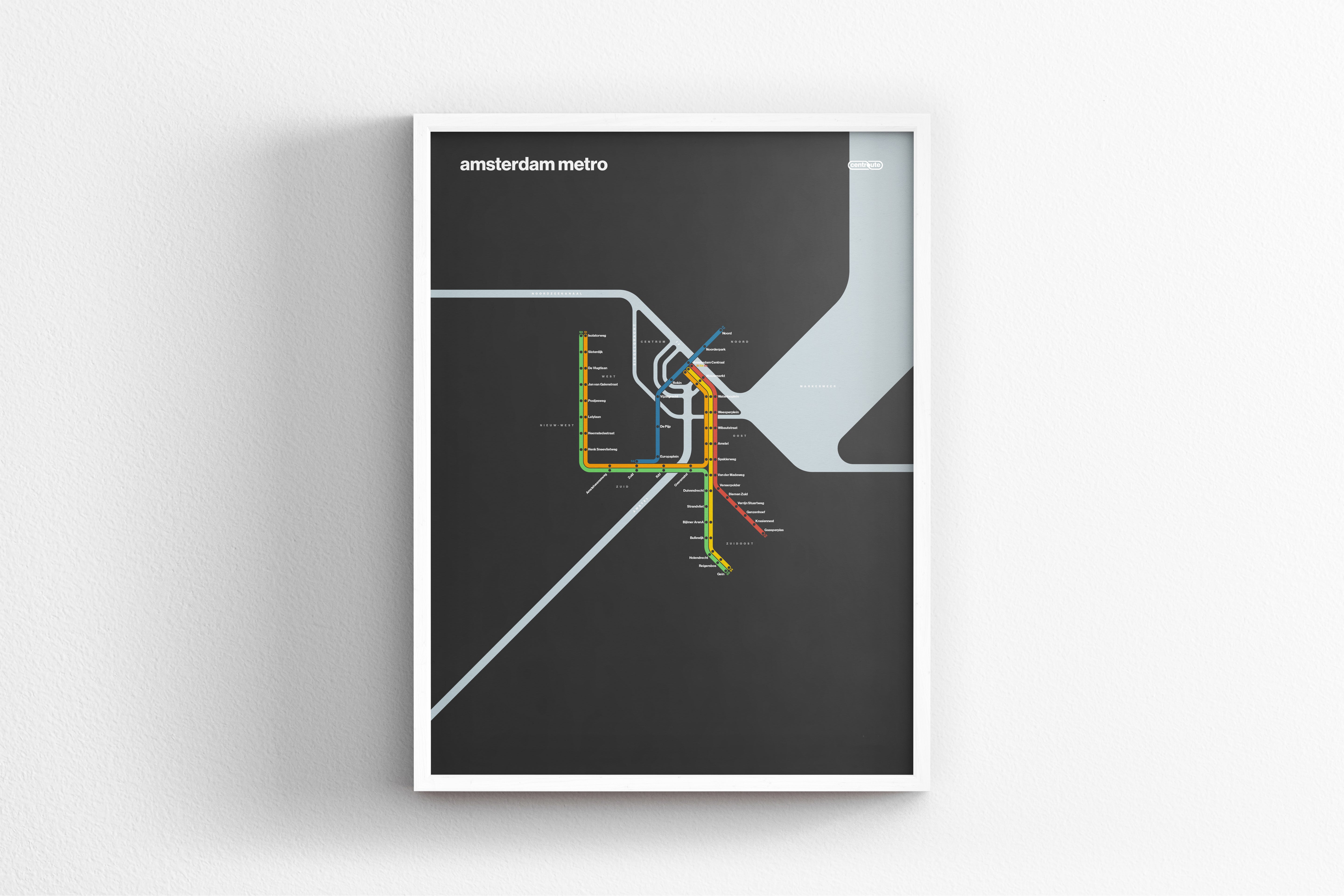 Amsterdam Metro / Dark Mode System Map
