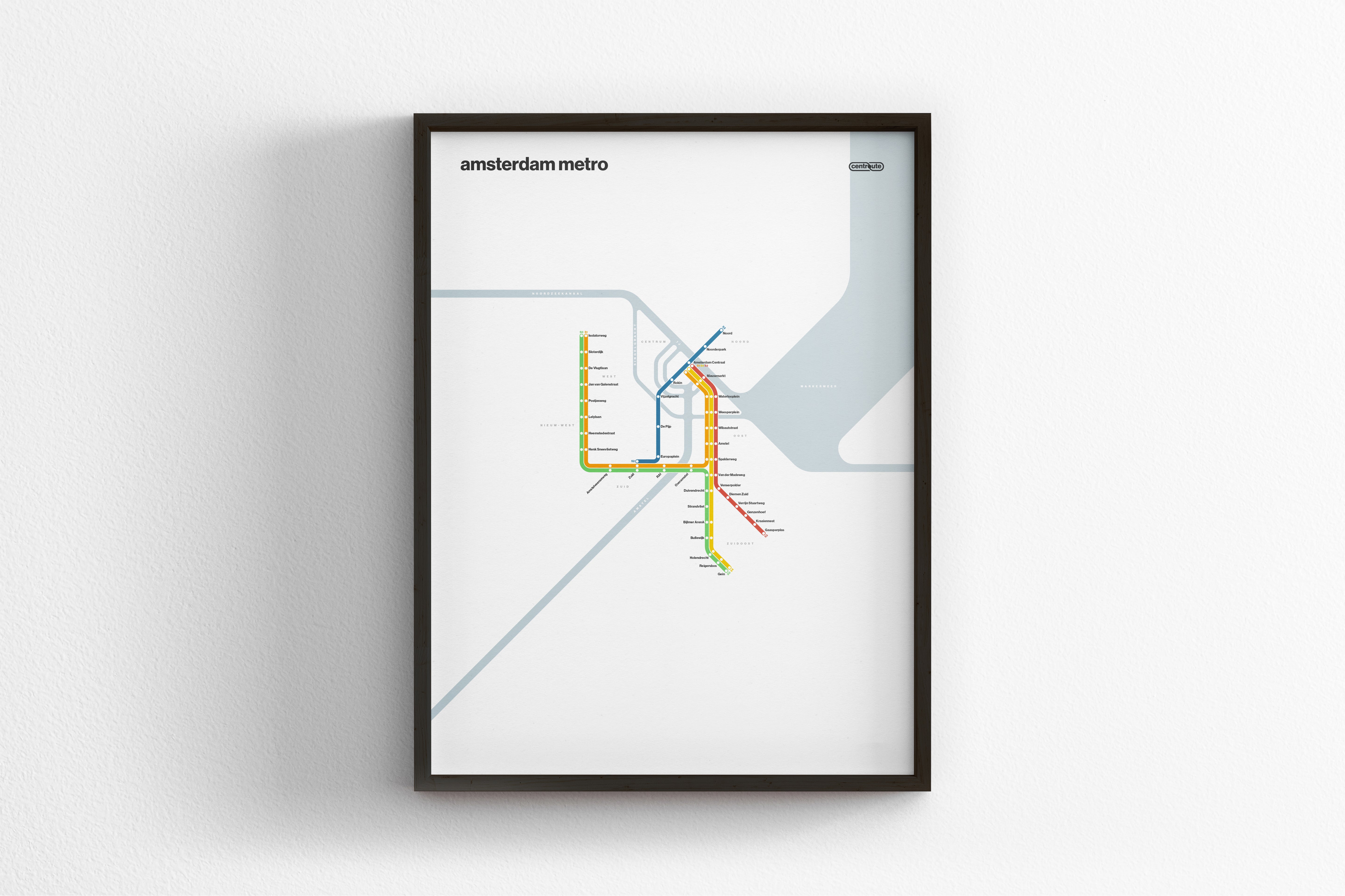 Amsterdam Metro / Light Mode System Map