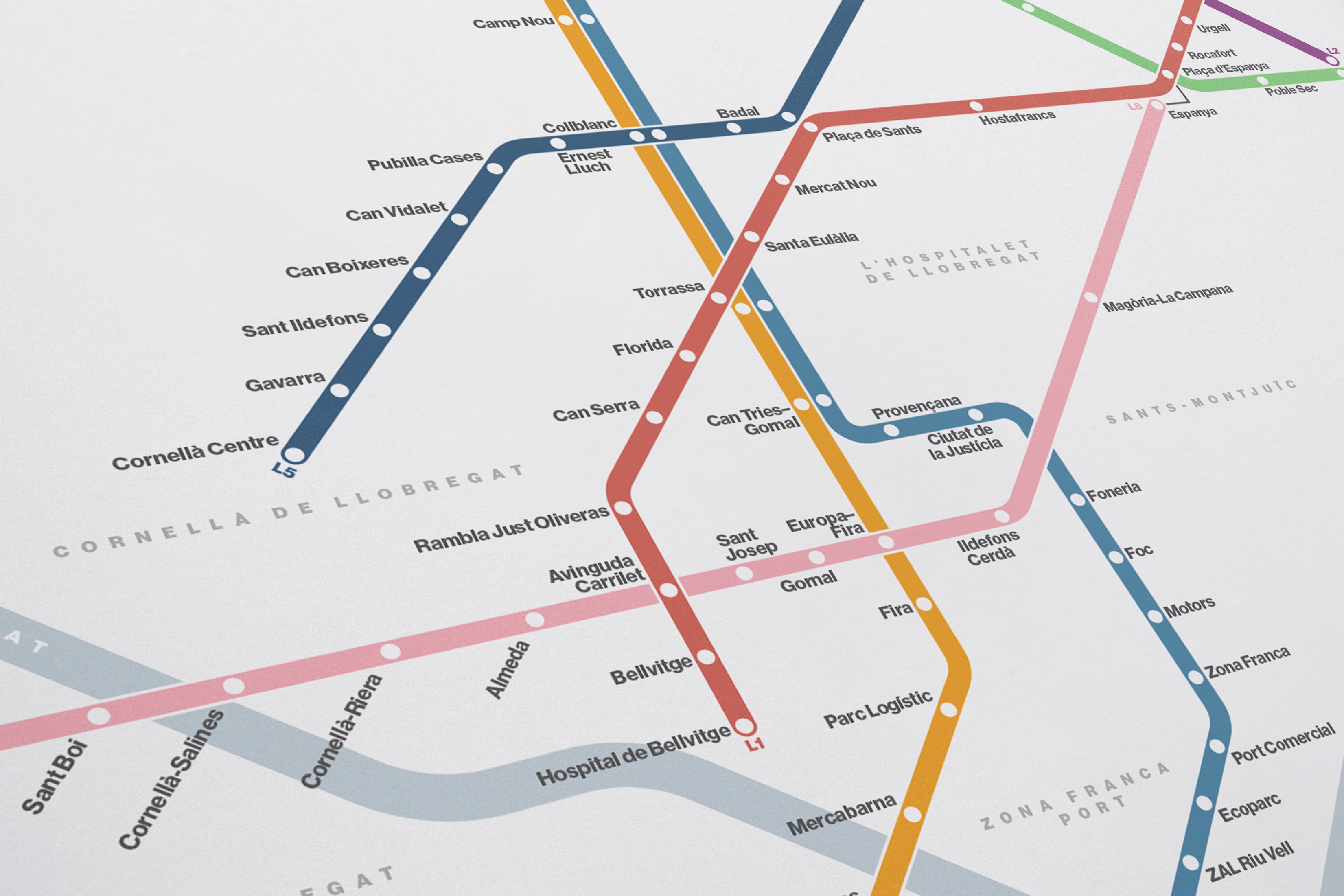 Barcelona Metro / Light Mode System Map