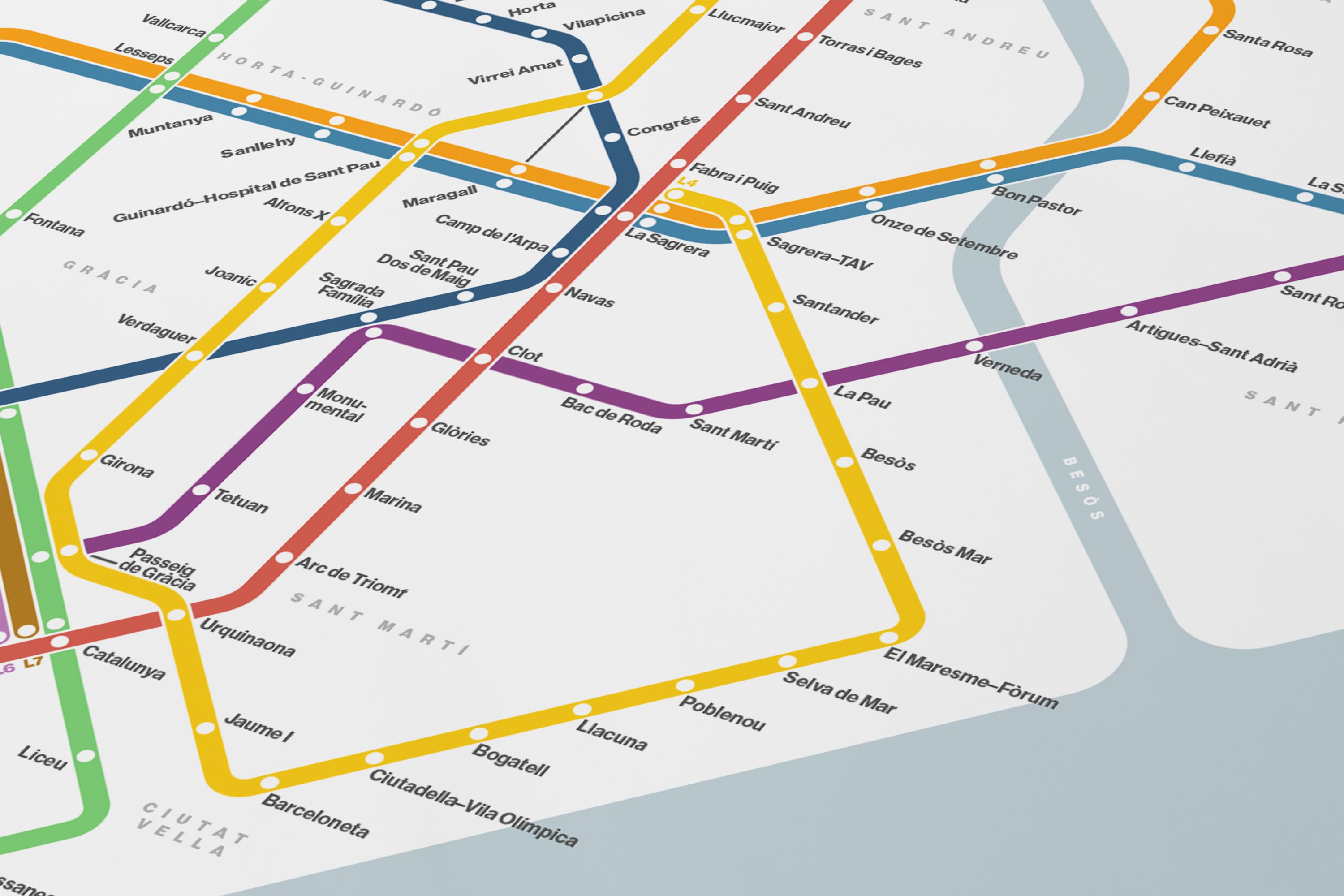 Barcelona Metro / Light Mode System Map