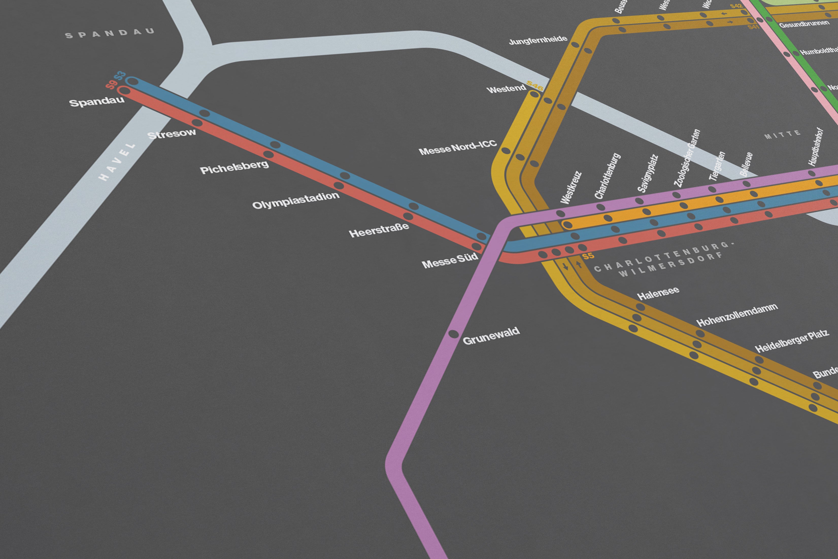 Berlin S-Bahn / Dark Mode System Map
