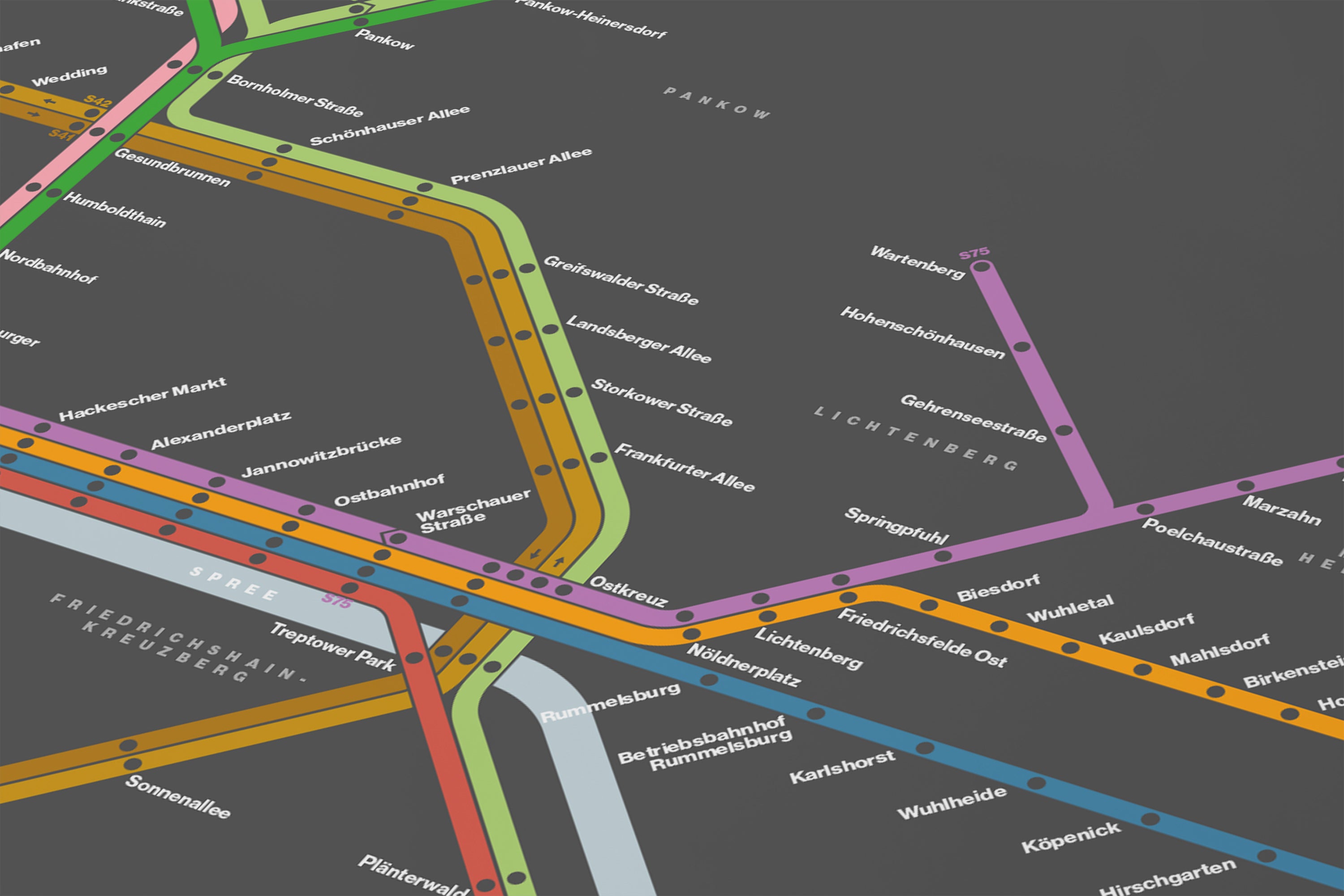 Berlin S-Bahn / Dark Mode System Map