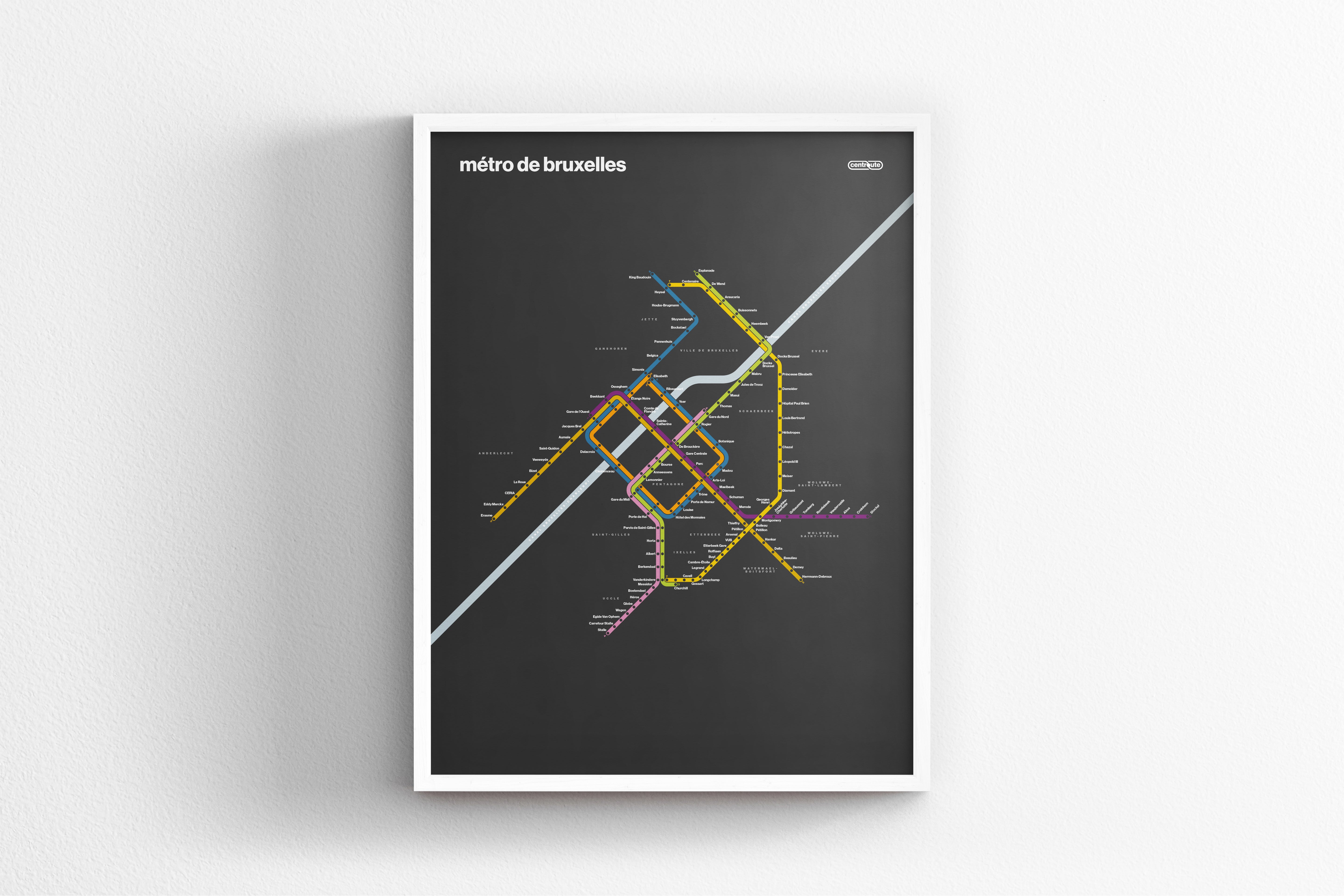 Brussels Metro / Dark Mode System Map