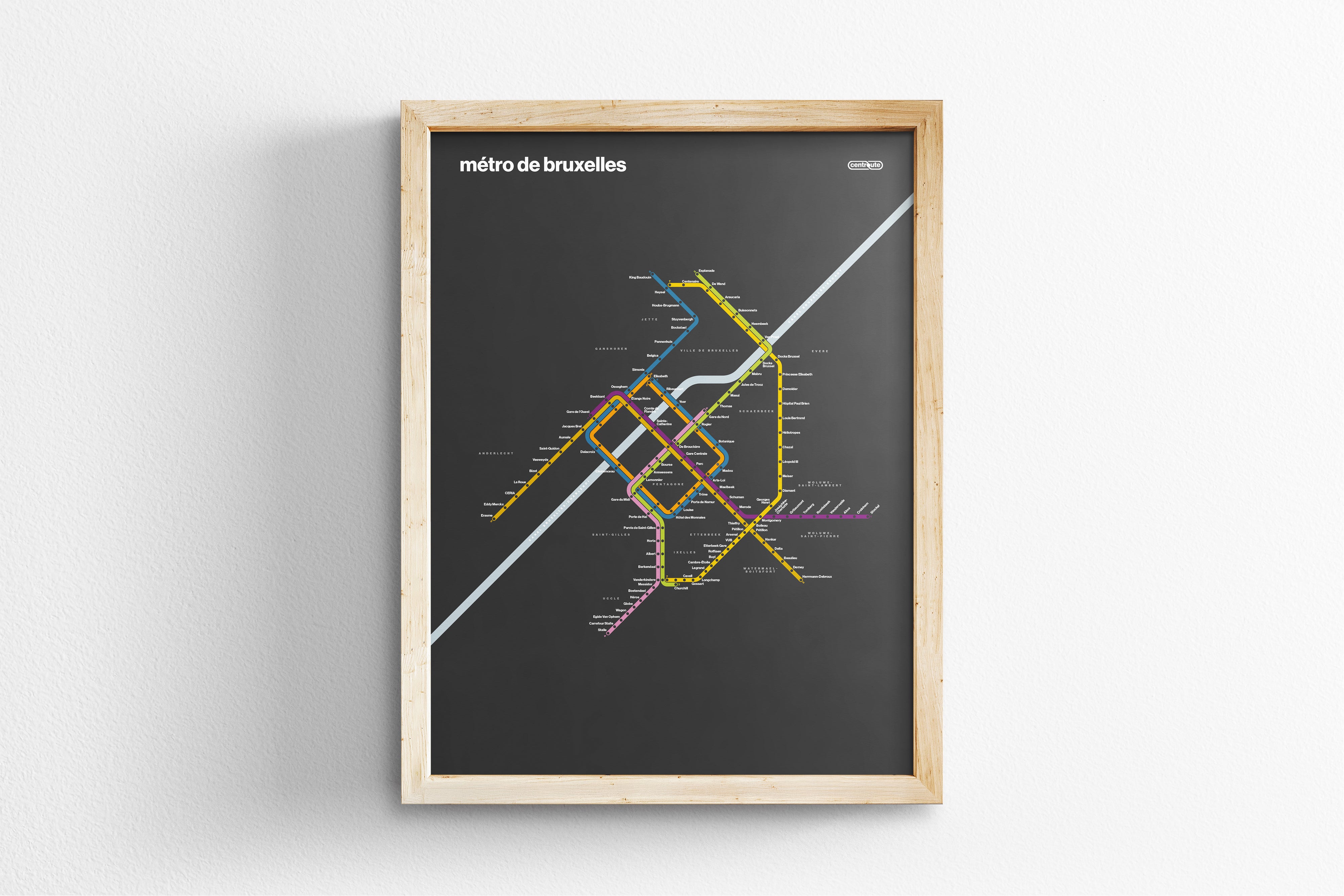 Brussels Metro / Dark Mode System Map