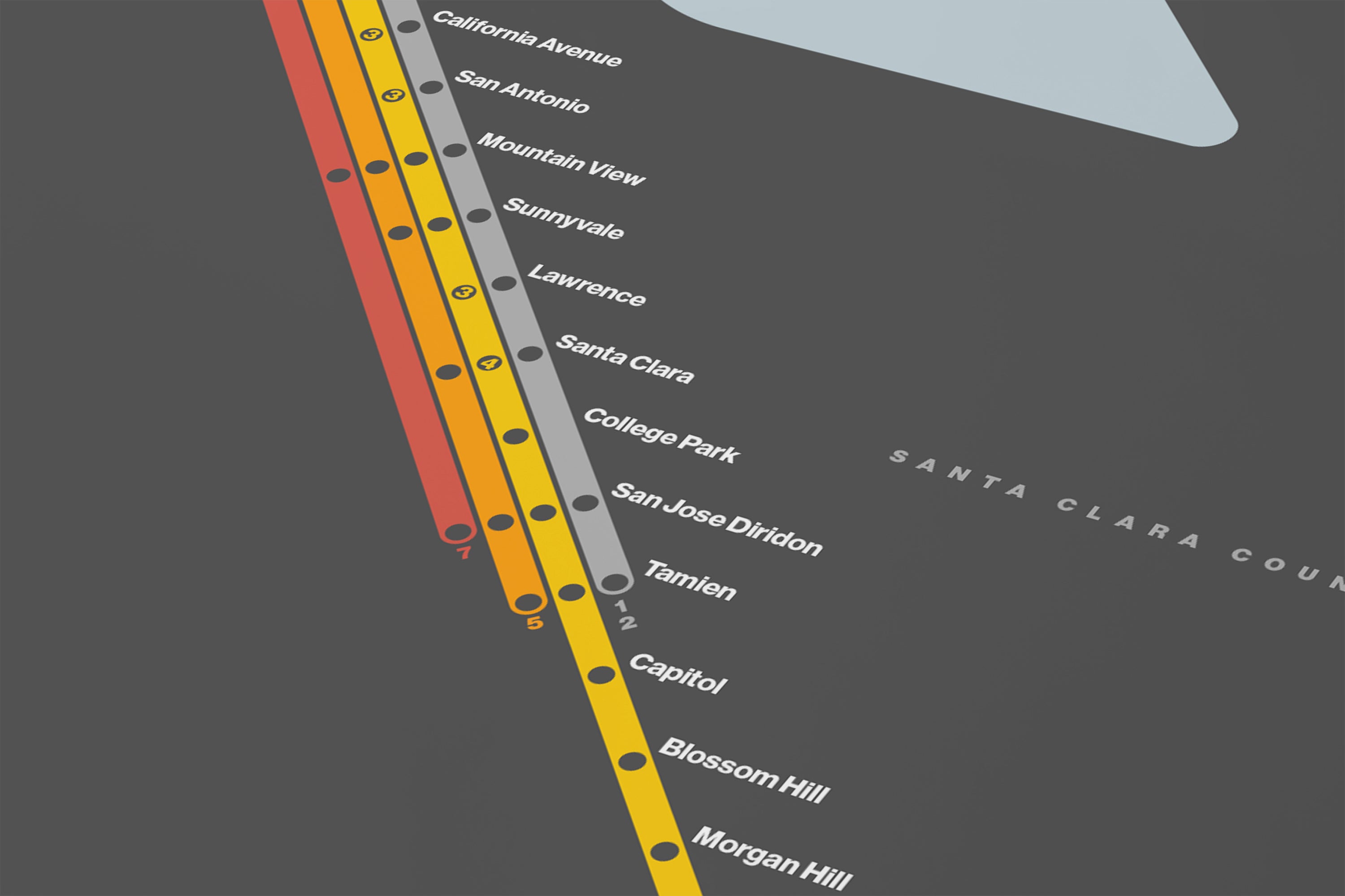 Caltrain / Dark Mode System Map