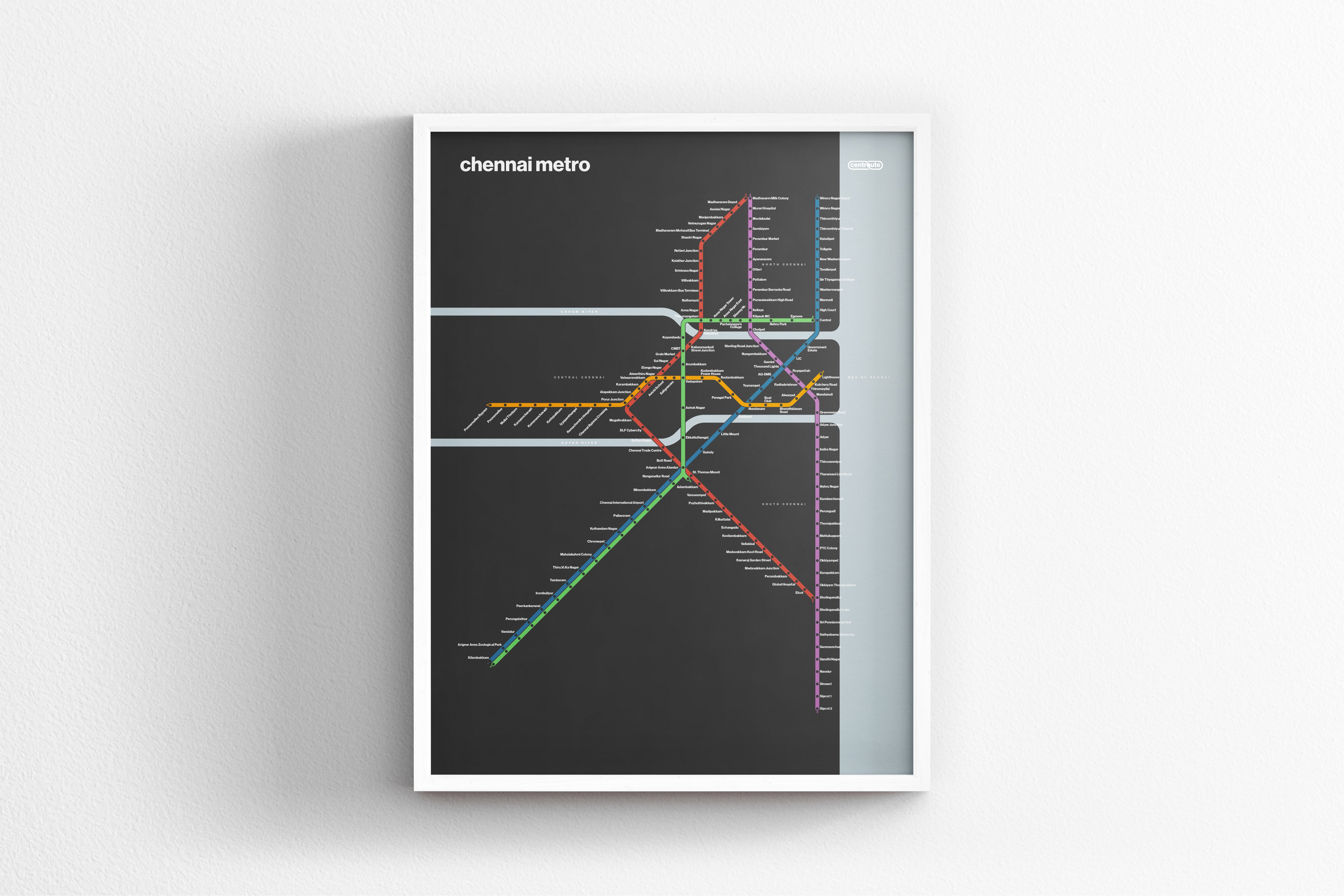Chennai Metro / Dark Mode System Map