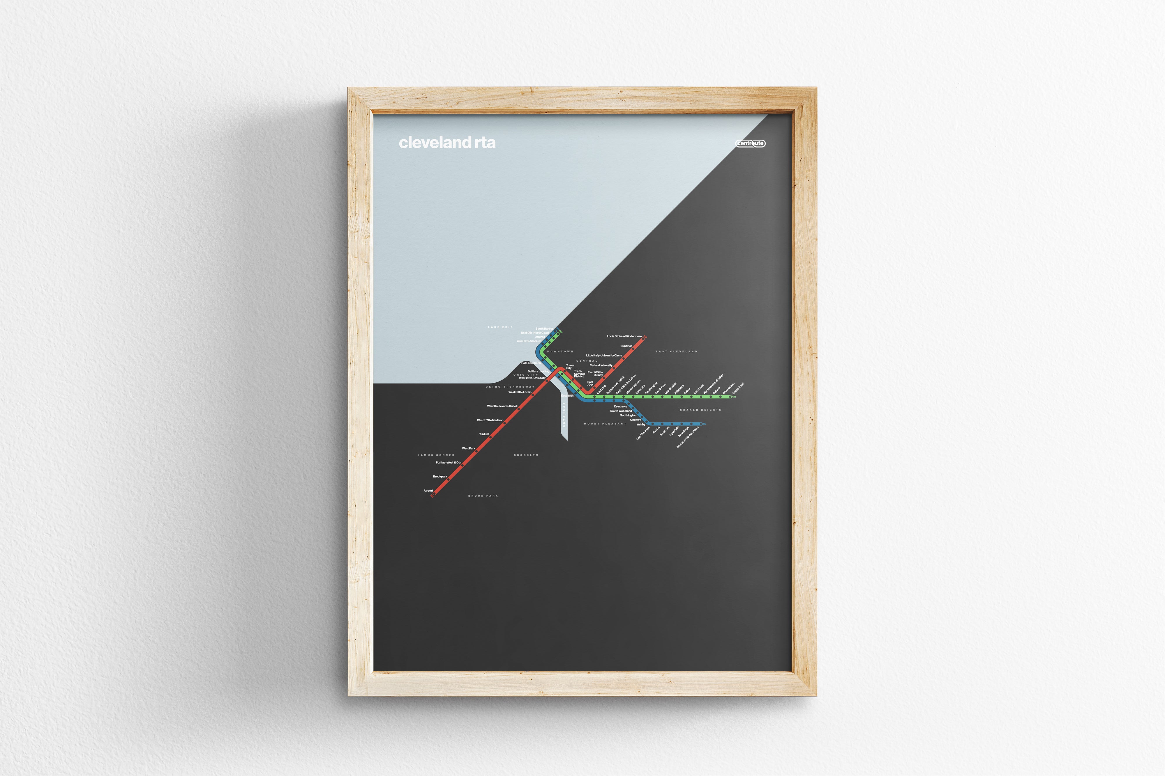 Cleveland RTA Rail / Dark Mode System Map