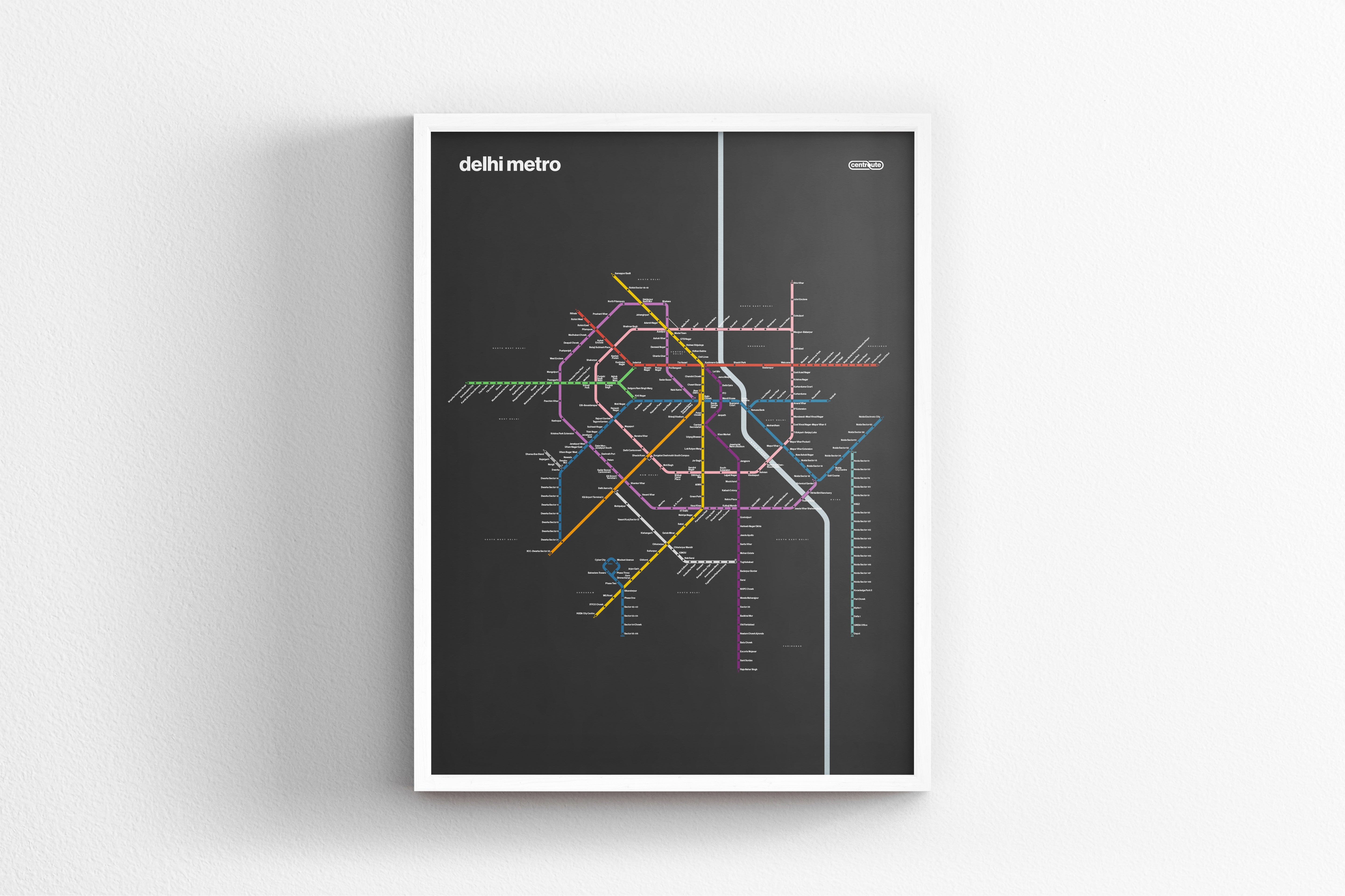 Delhi Metro / Dark Mode System Map / English