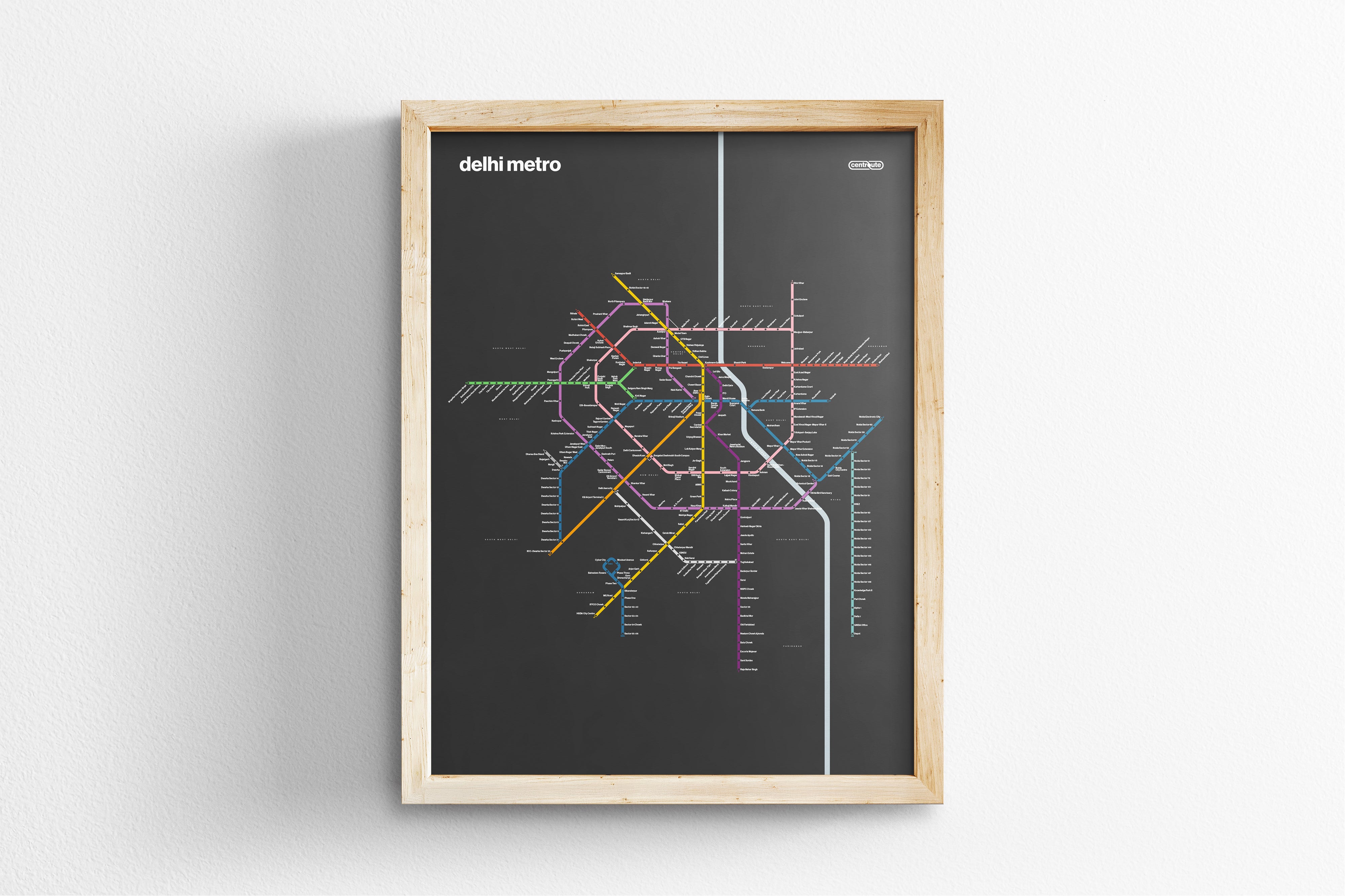 Delhi Metro / Dark Mode System Map / English