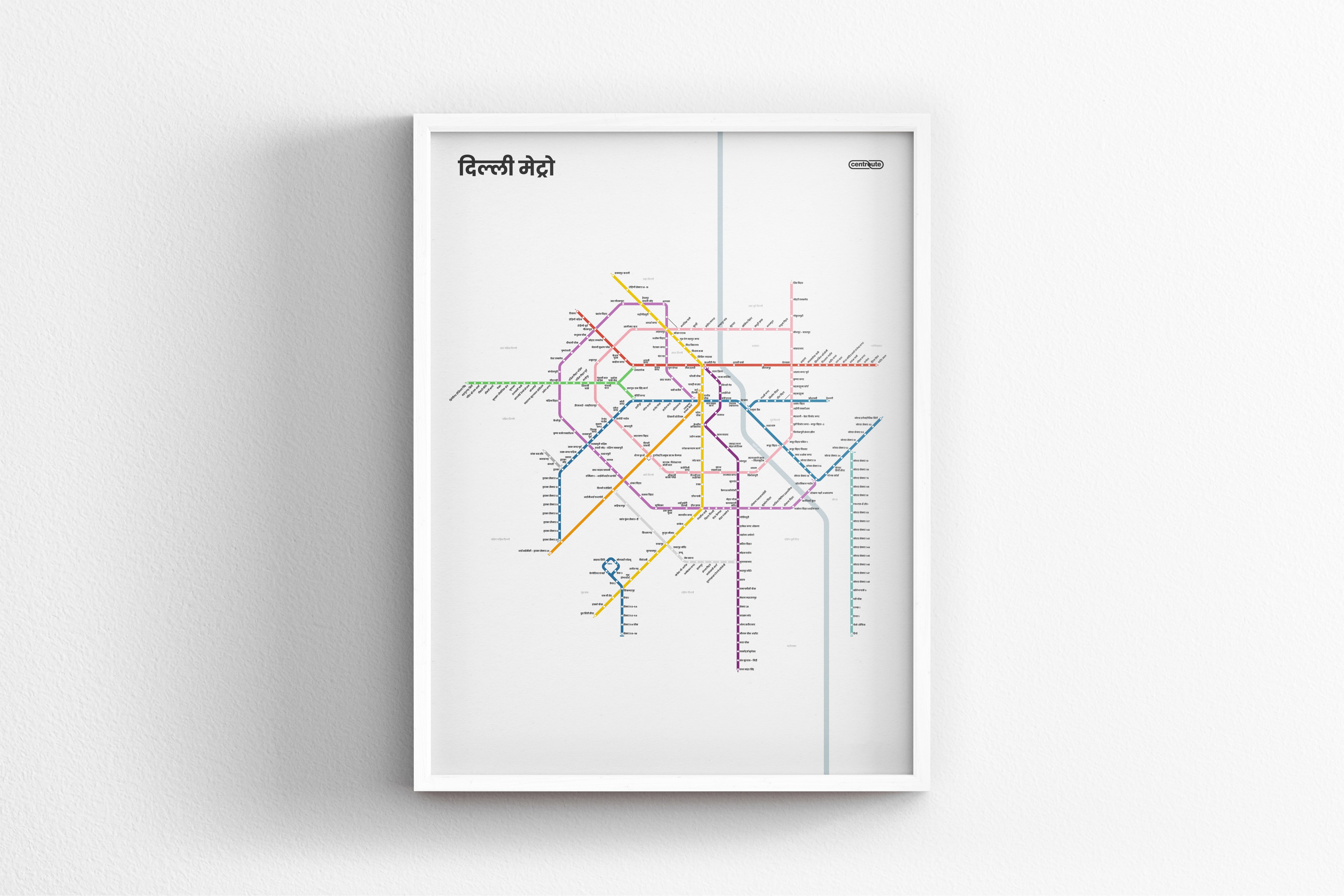 Delhi Metro / Light Mode System Map / Hindi