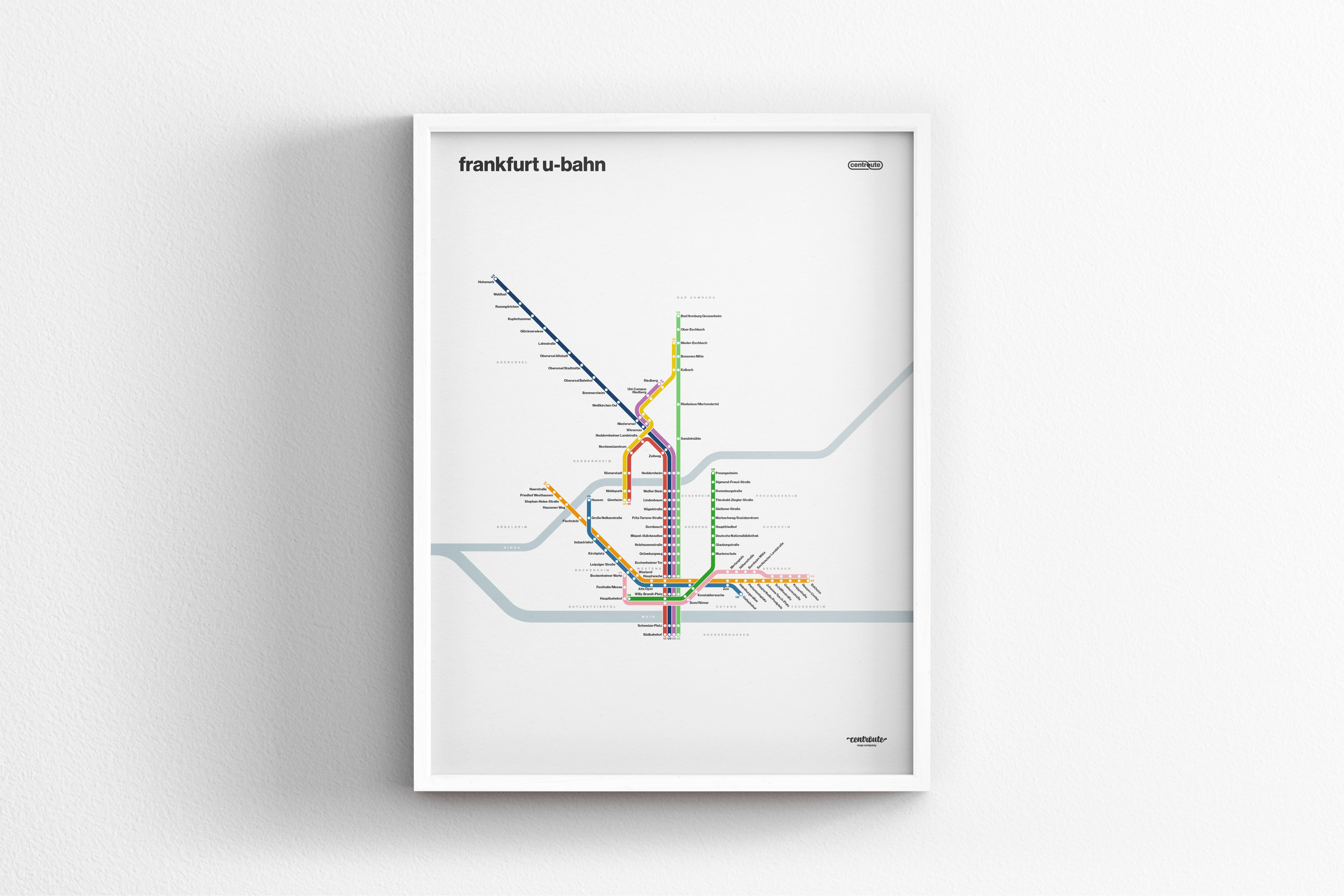 Frankfurt U-bahn / Light Mode System Map