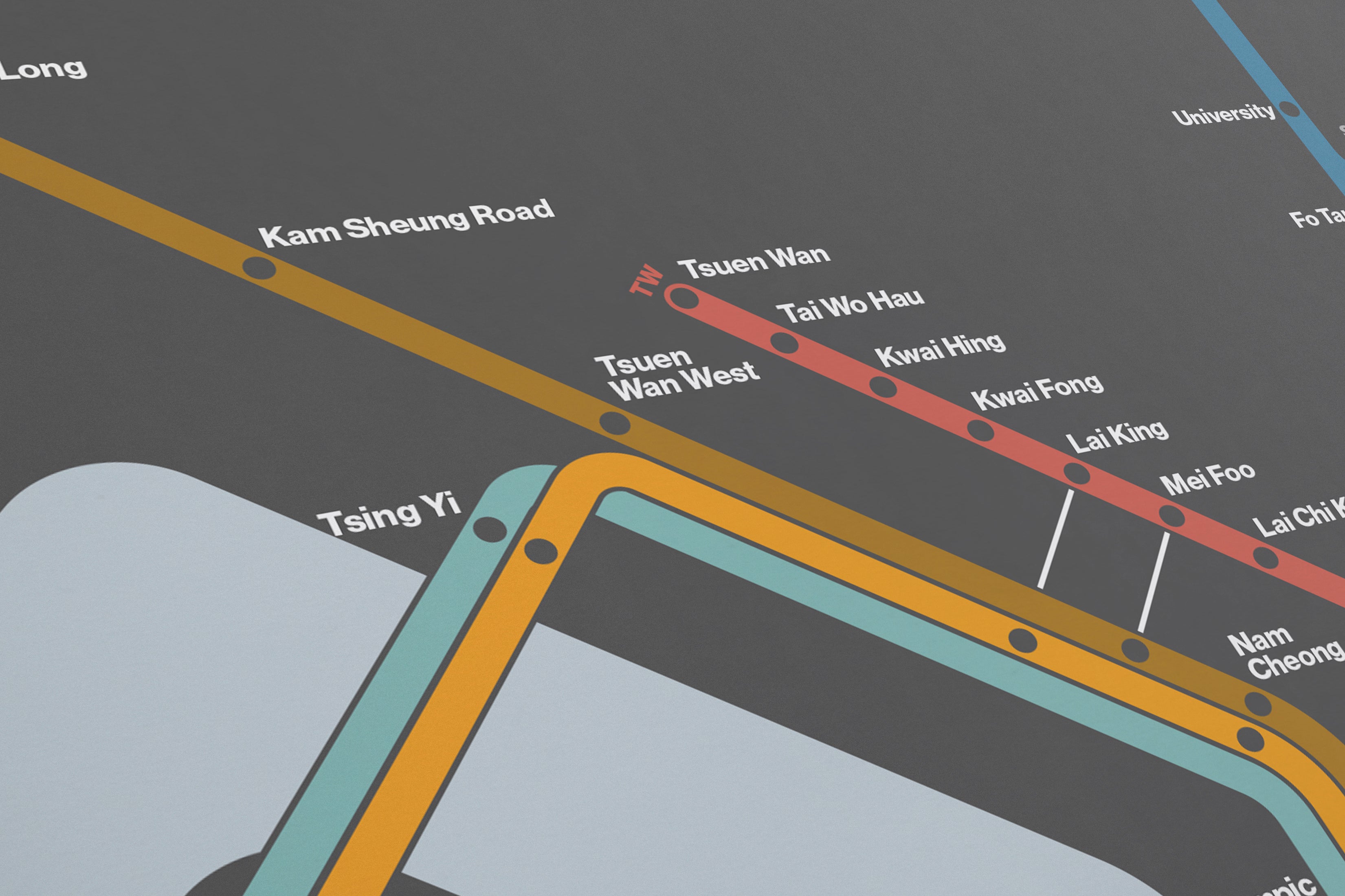 Hong Kong MTR 港鐵 港铁 / Dark Mode System Map