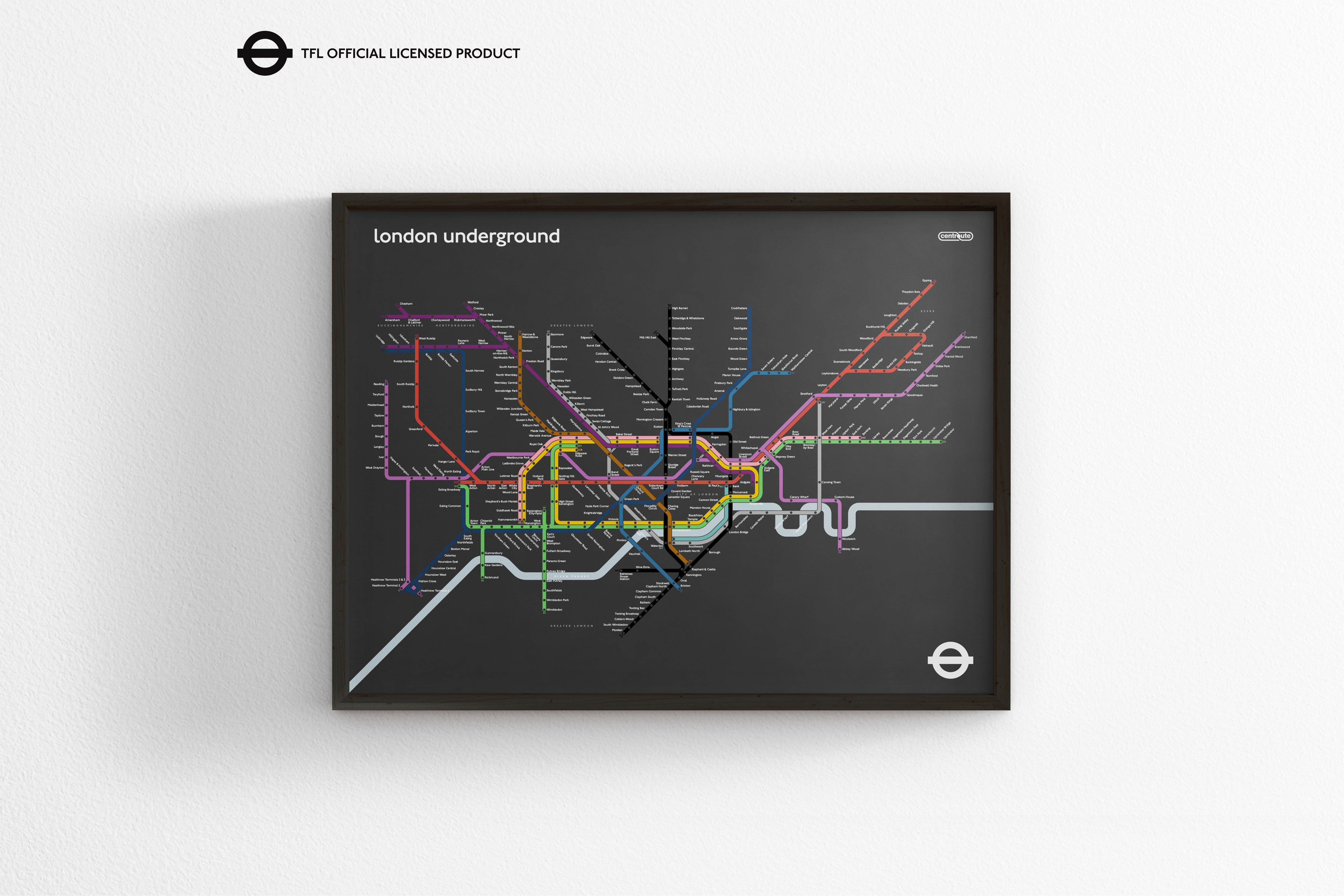 London Underground / Dark Mode System Map / Horizontal