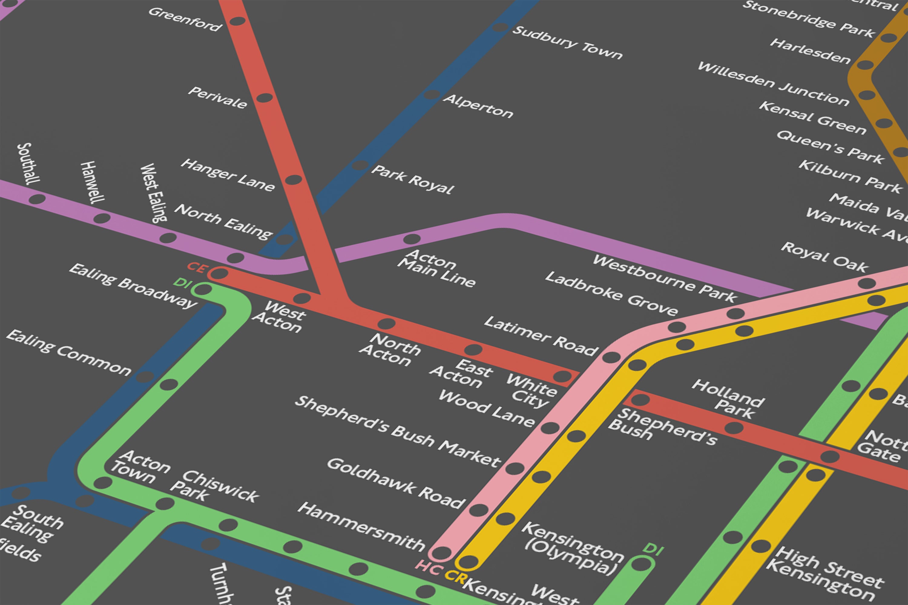London Underground / Dark Mode System Map / Horizontal
