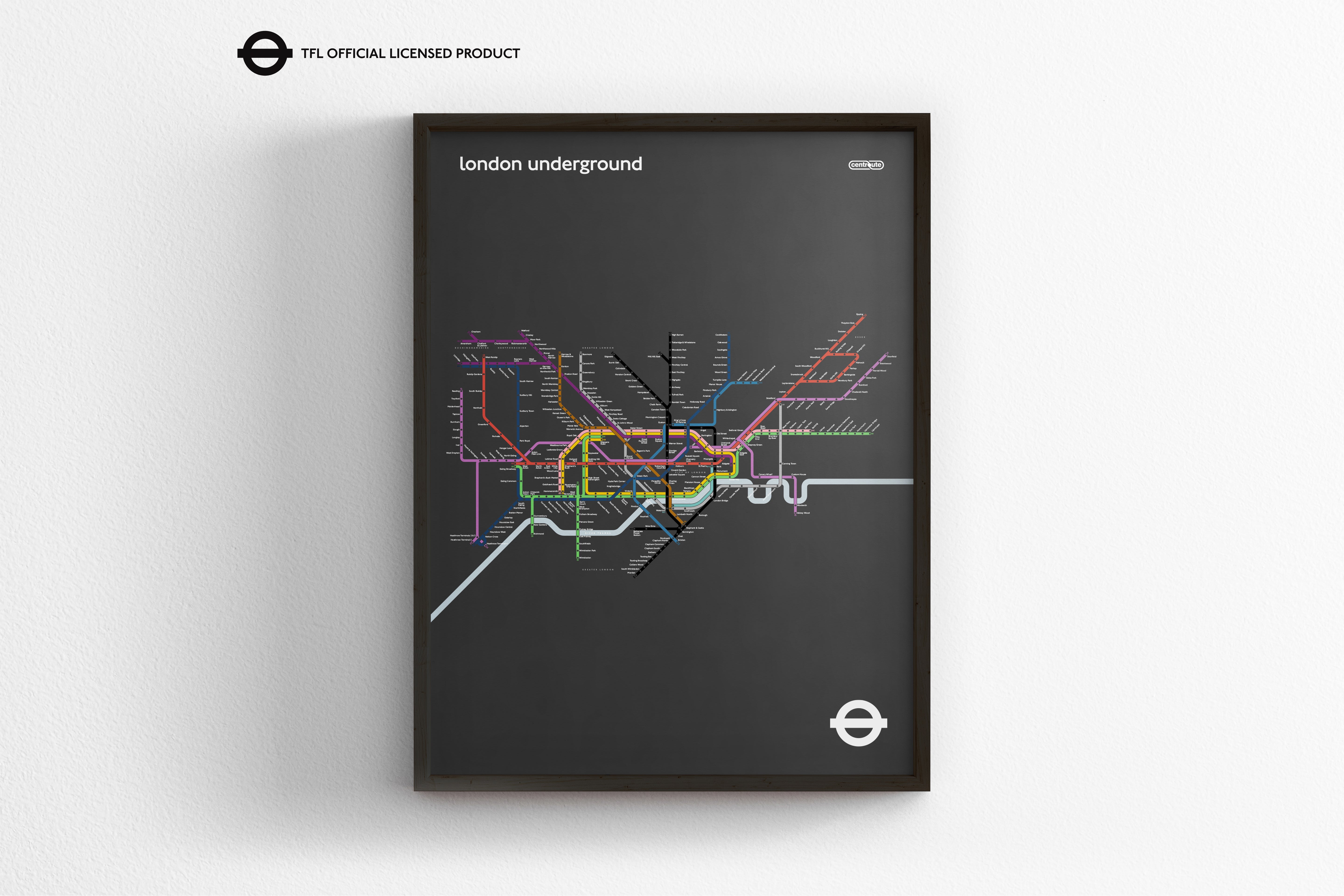 London Underground / Dark Mode System Map / Vertical