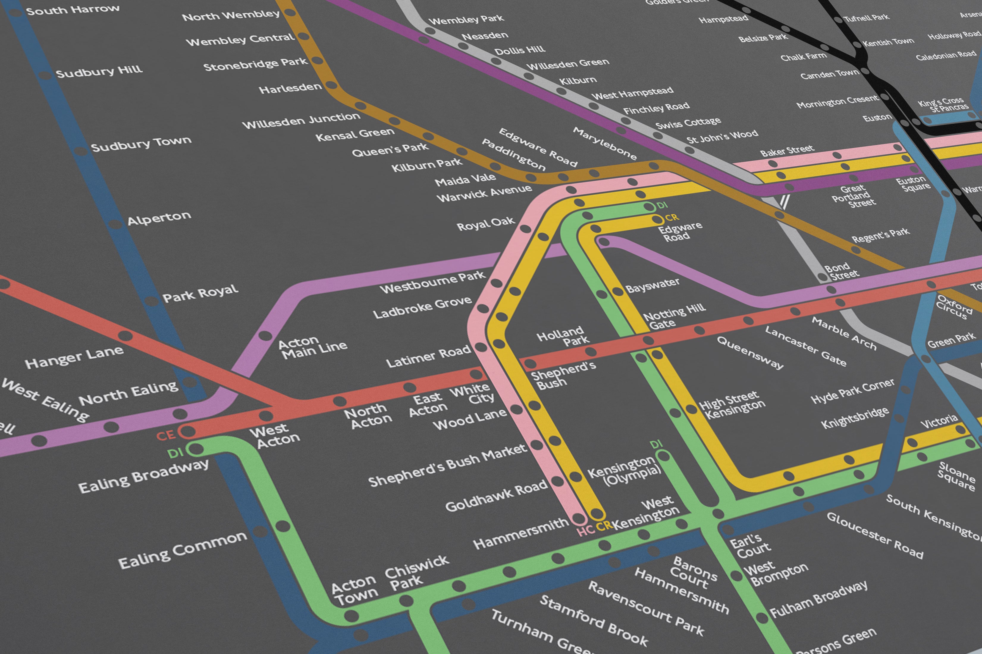 London Underground / Dark Mode System Map / Vertical