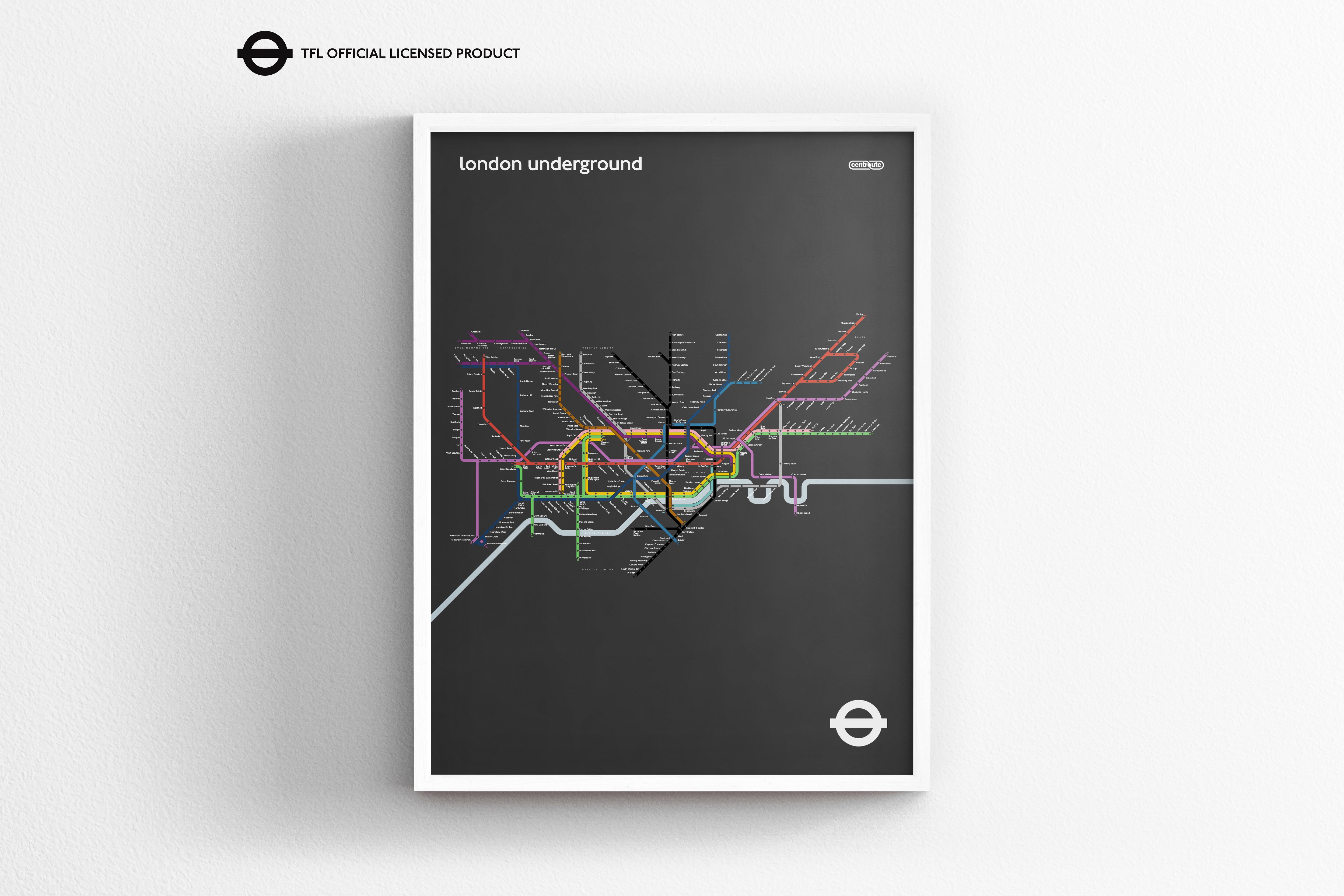 London Underground / Dark Mode System Map / Vertical