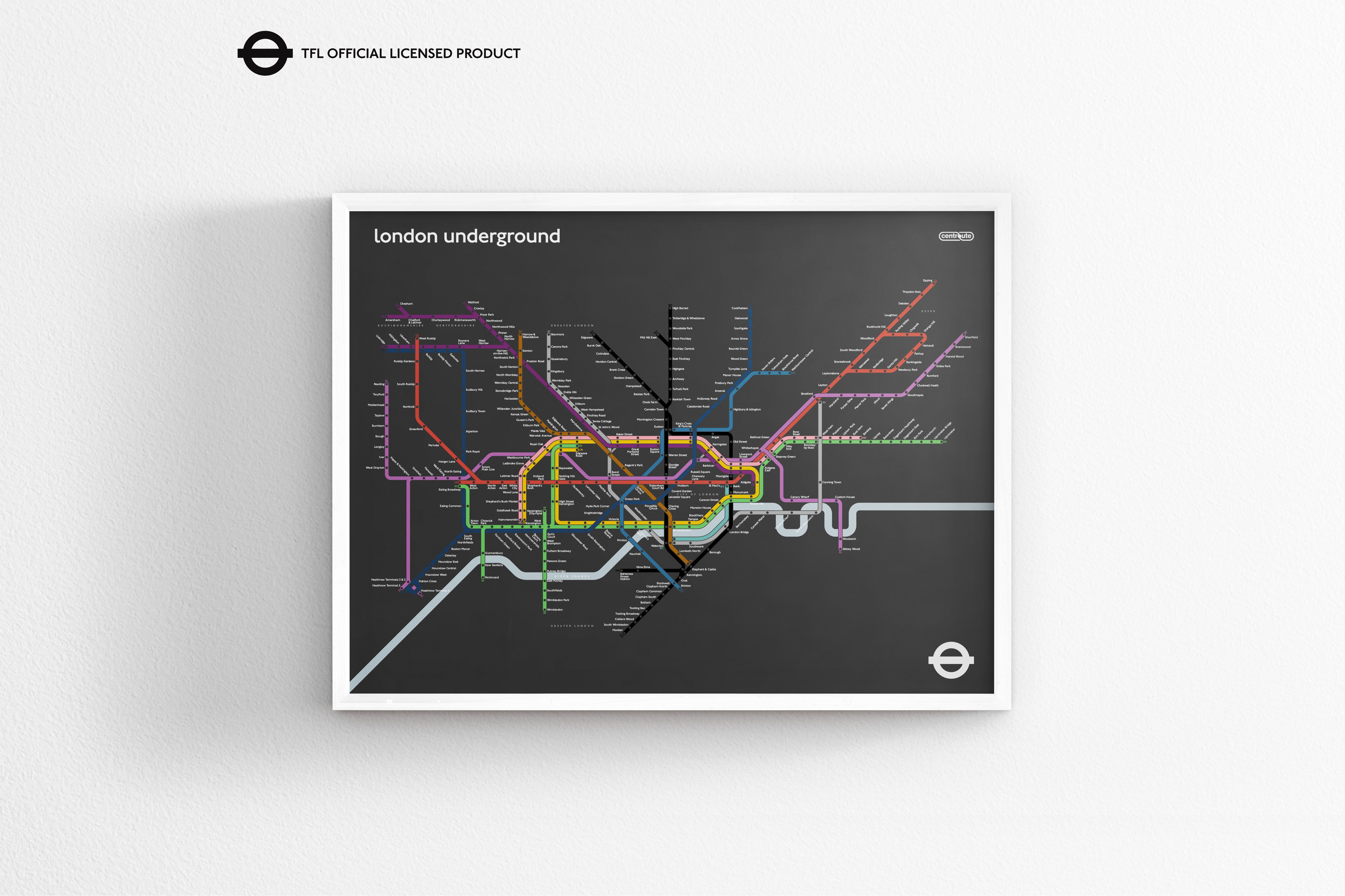 London Underground / Dark Mode System Map / Horizontal
