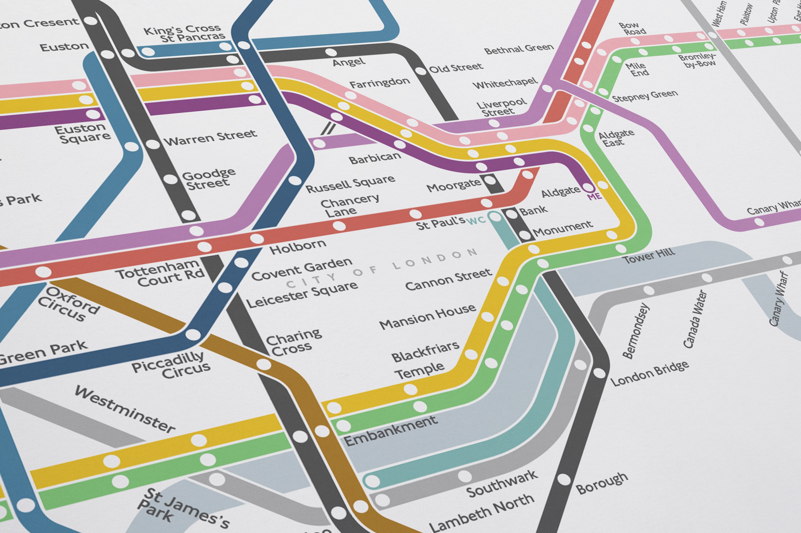 London Underground Tube Map / Light Mode System Map / Horizontal