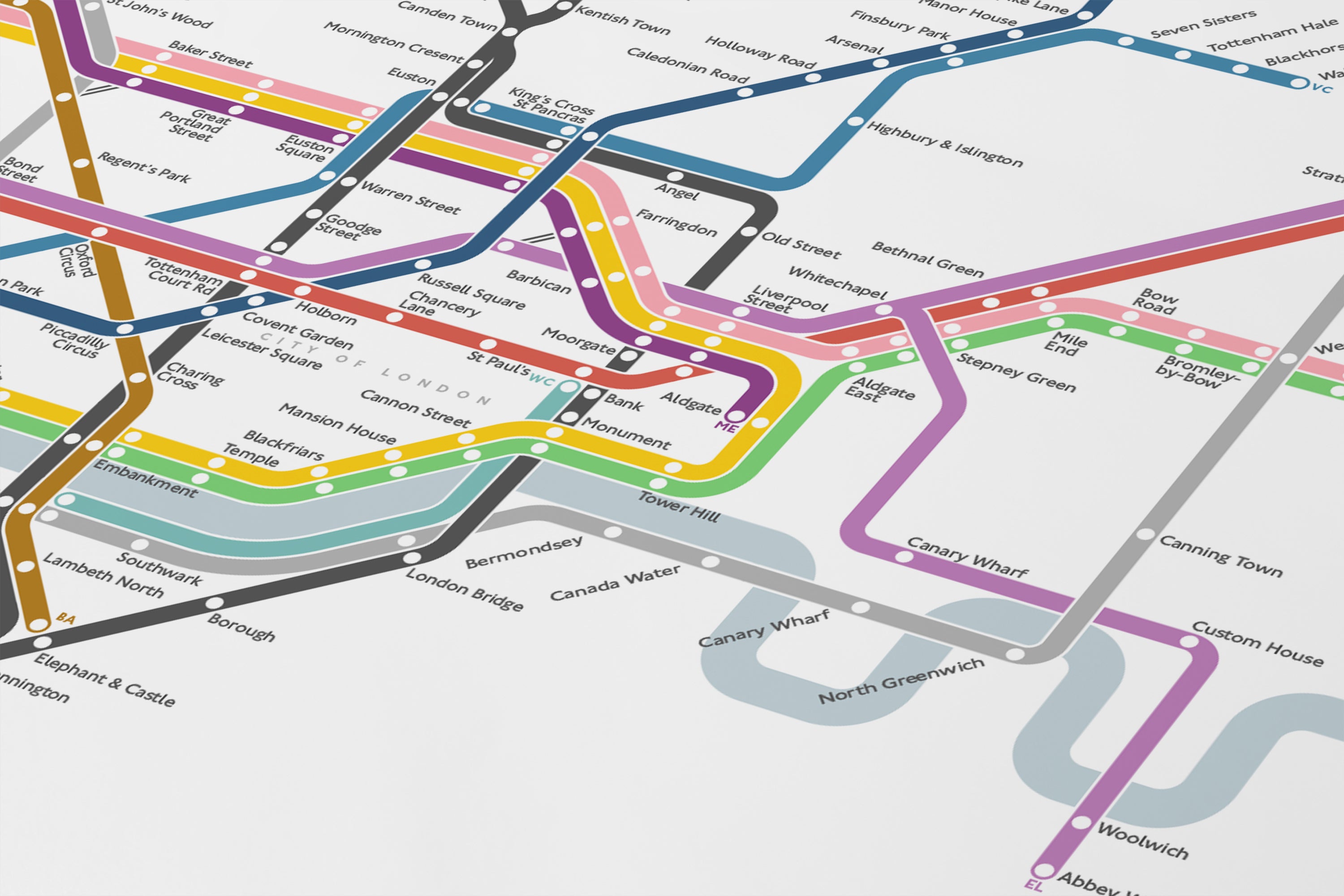 London Underground / Light Mode System Map / Vertical