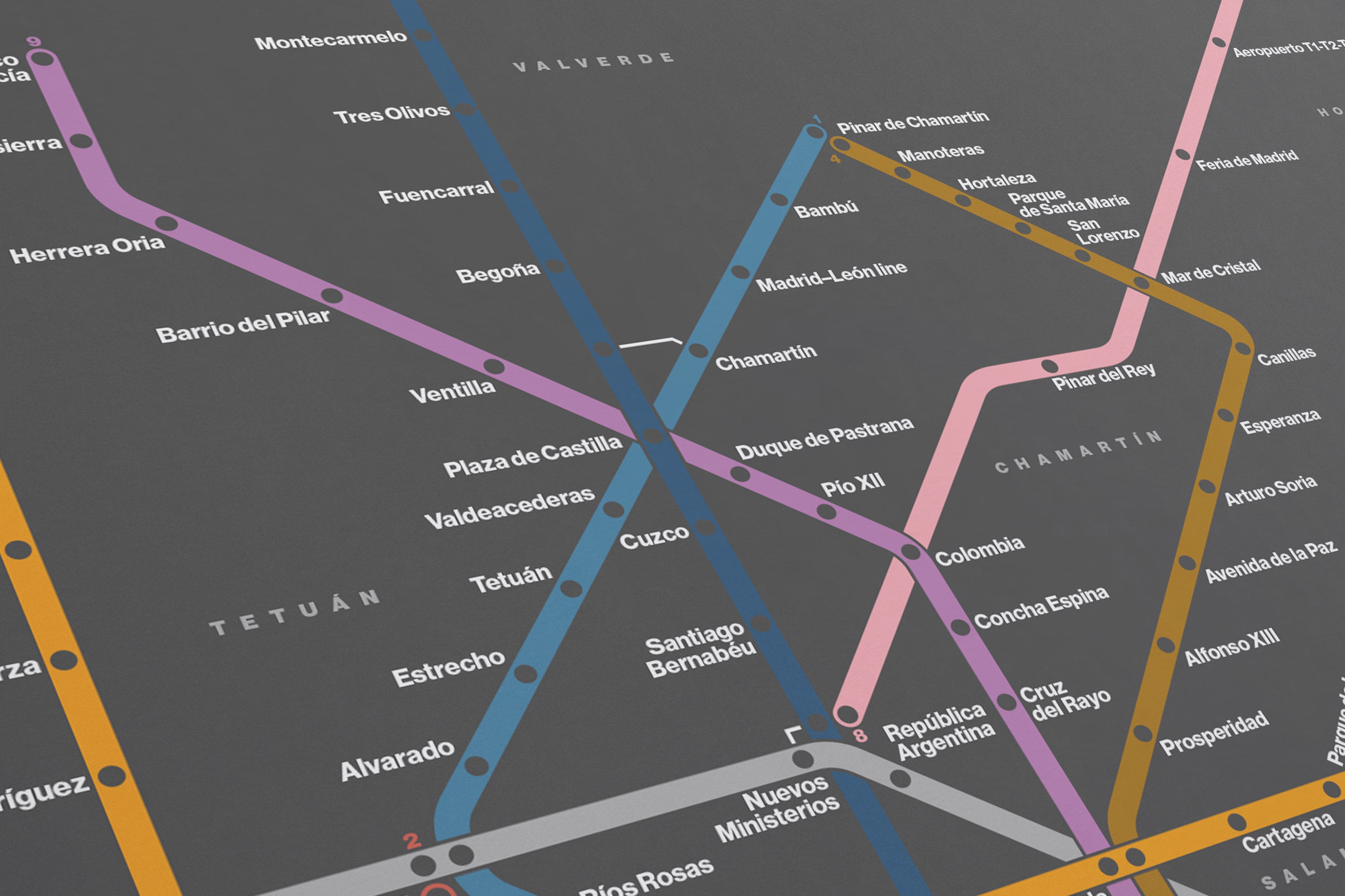 Madrid Metro / Dark Mode System Map