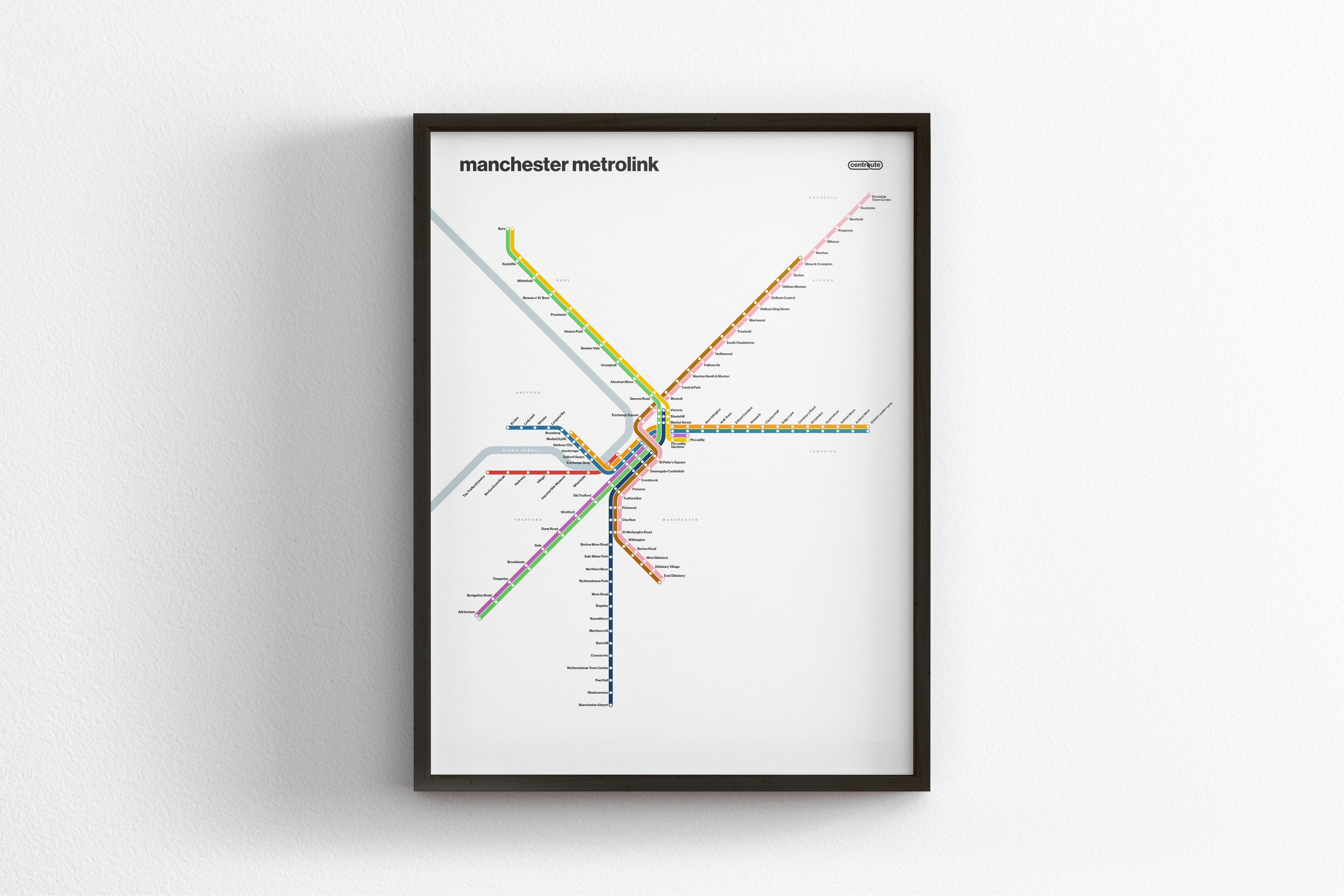 Manchester Metrolink / Light Mode System Map