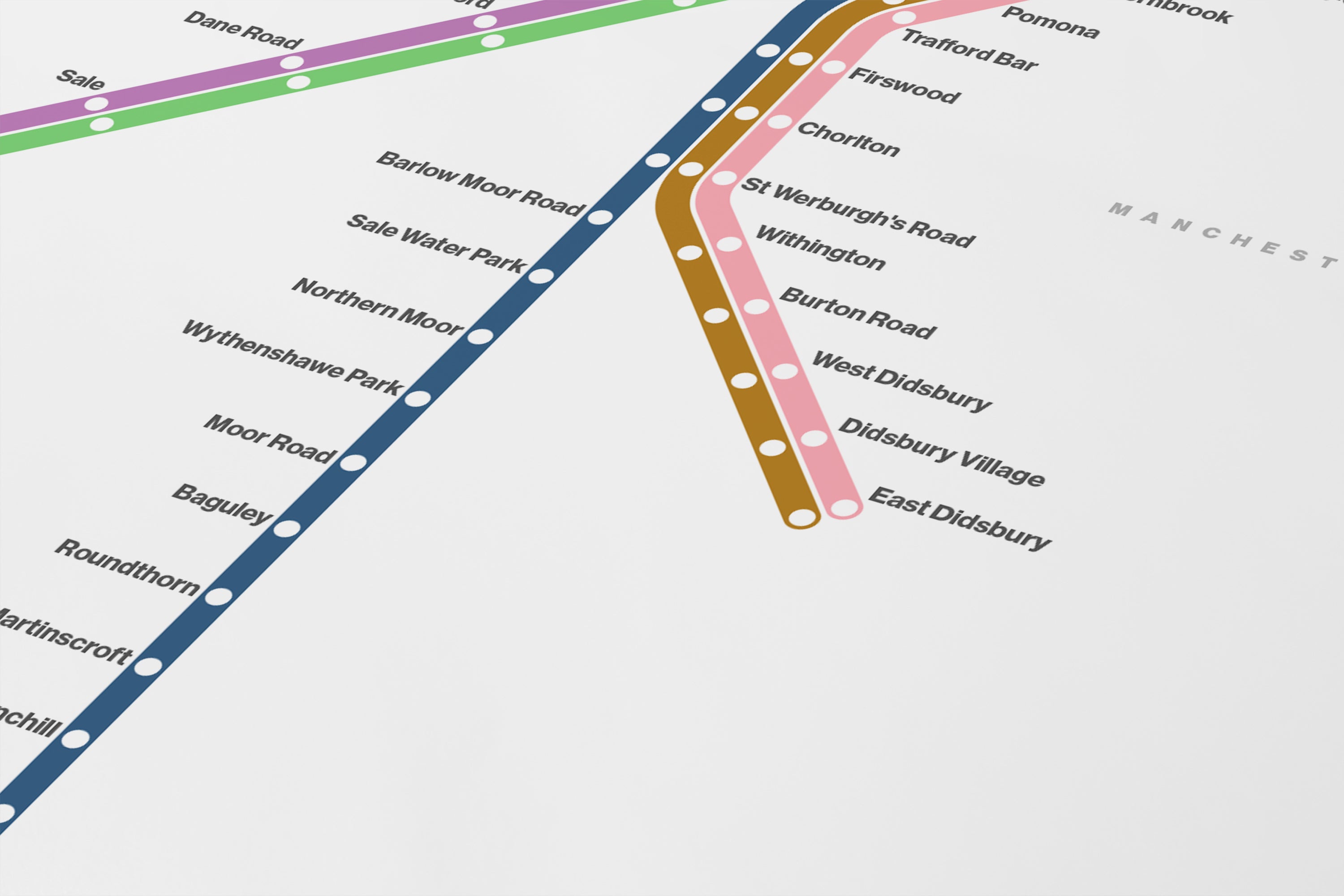 Manchester Metrolink / Light Mode System Map