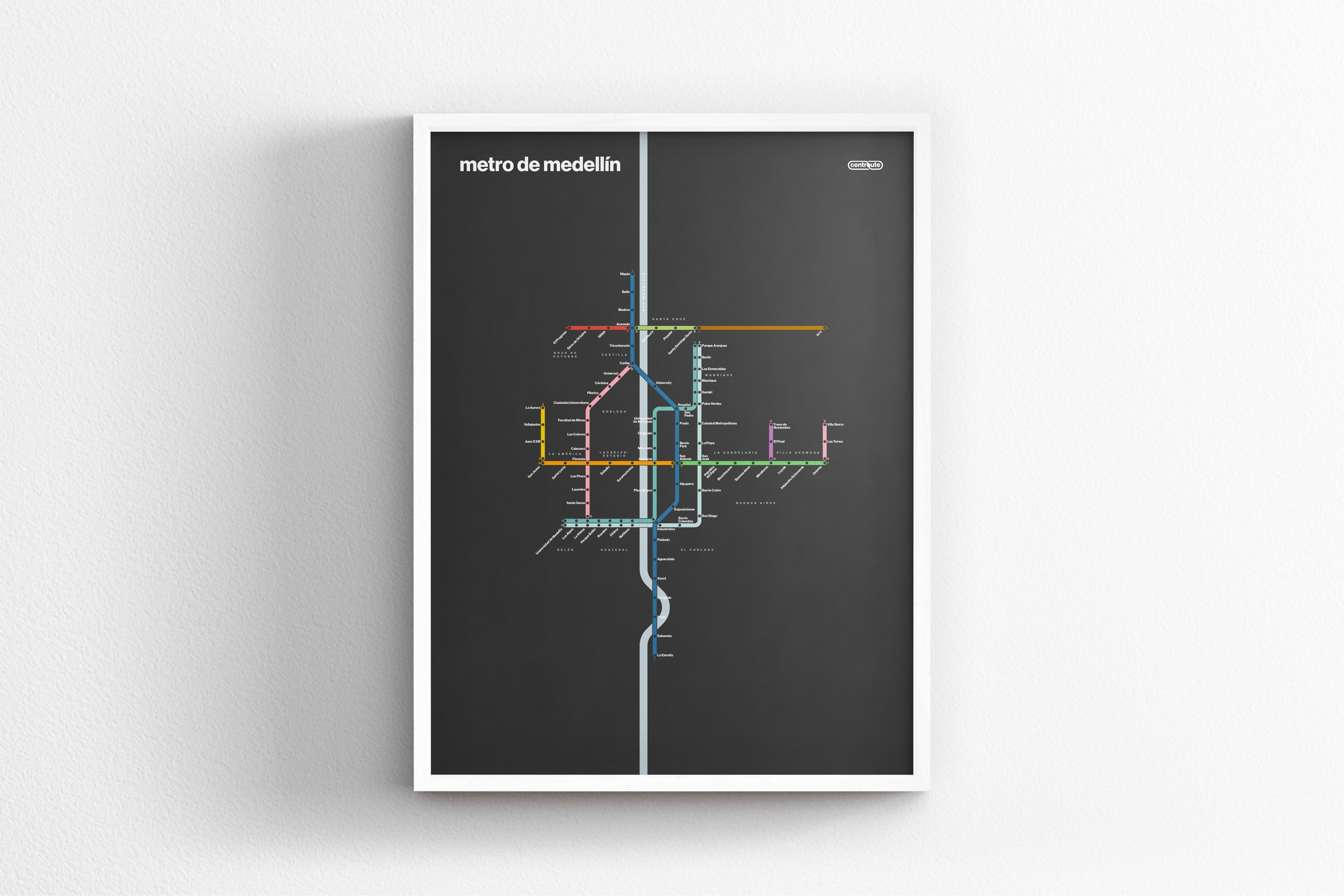 Medellín Metro / Dark Mode System Map