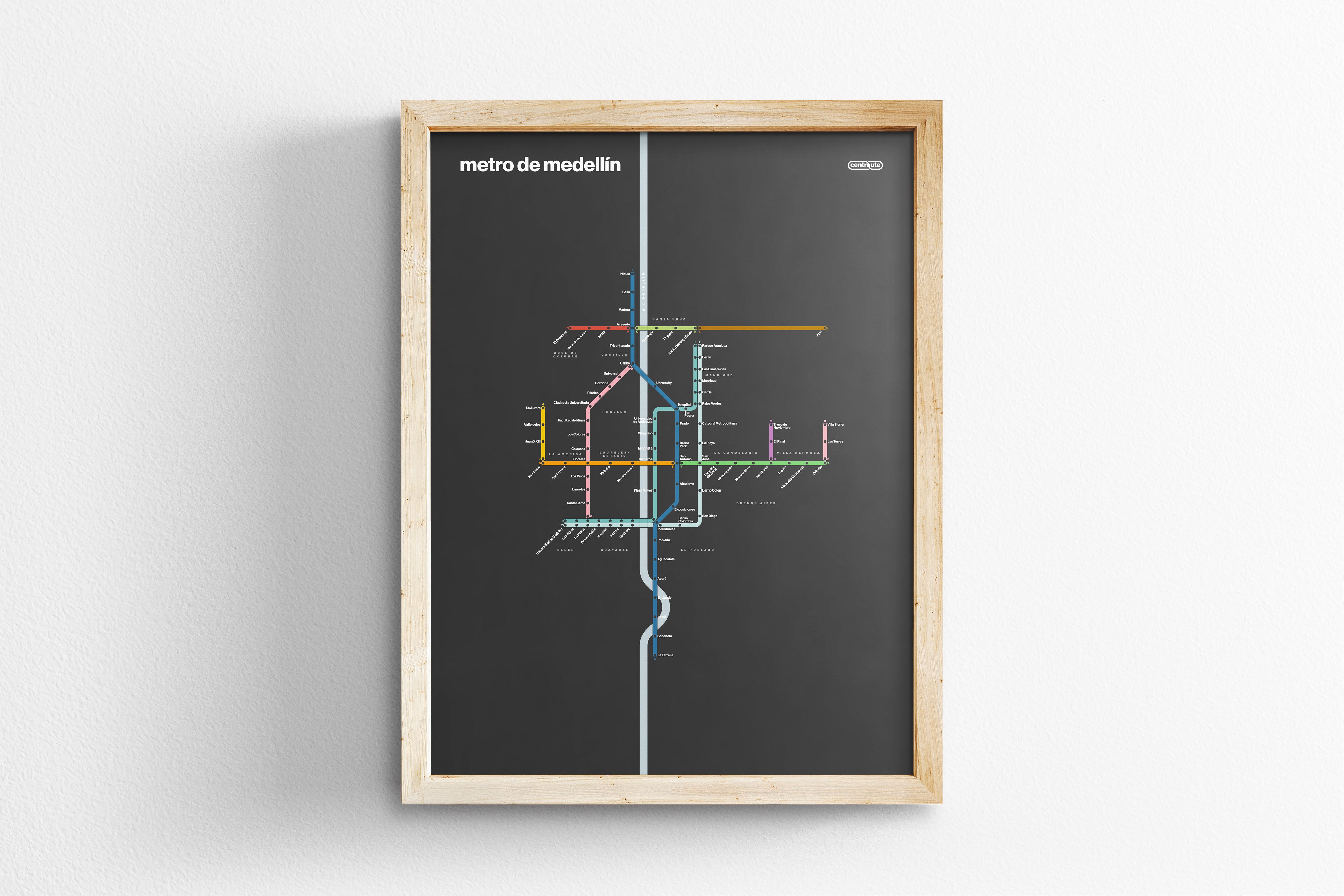 Medellín Metro / Dark Mode System Map
