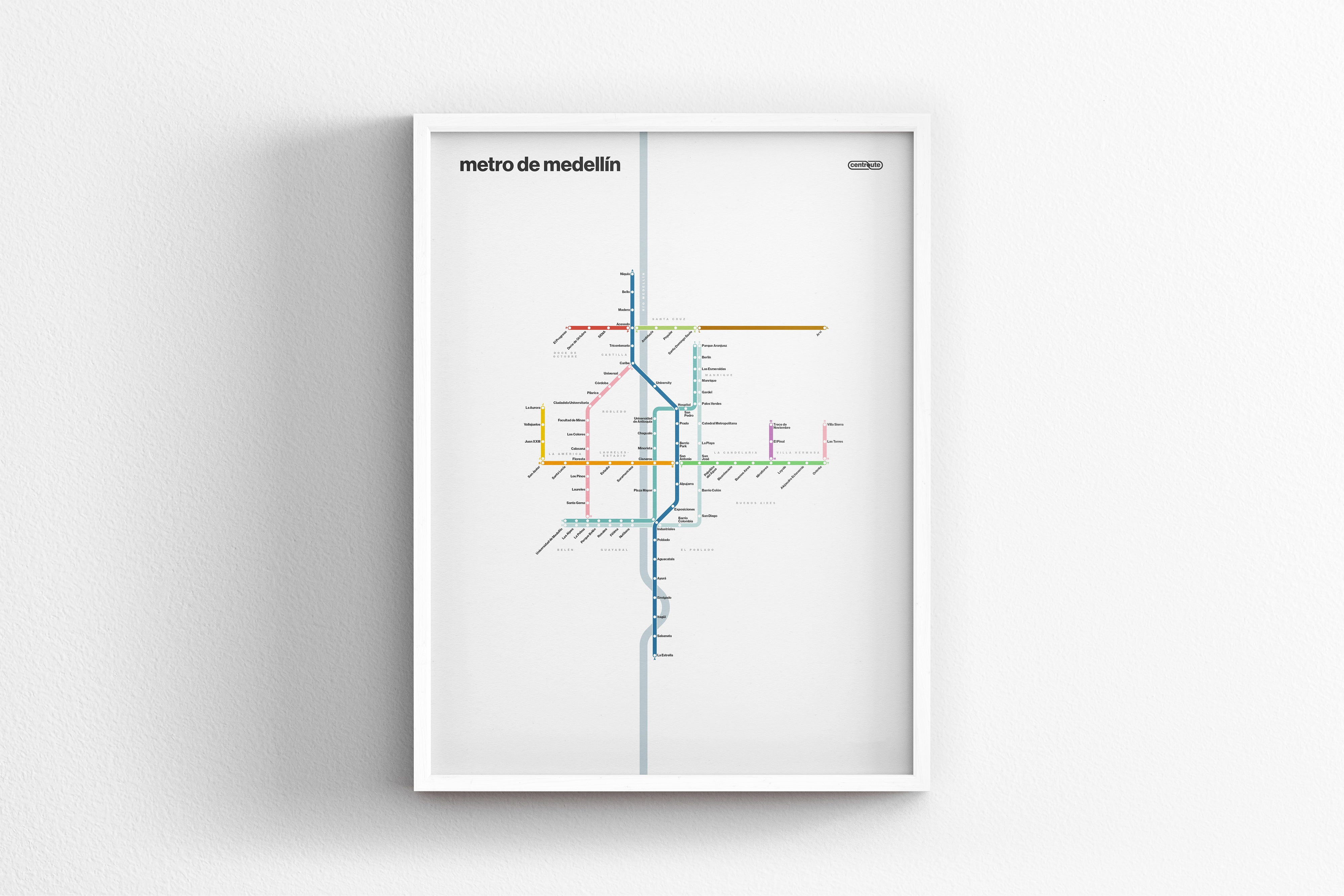 Medellín Metro / Light Mode System Map