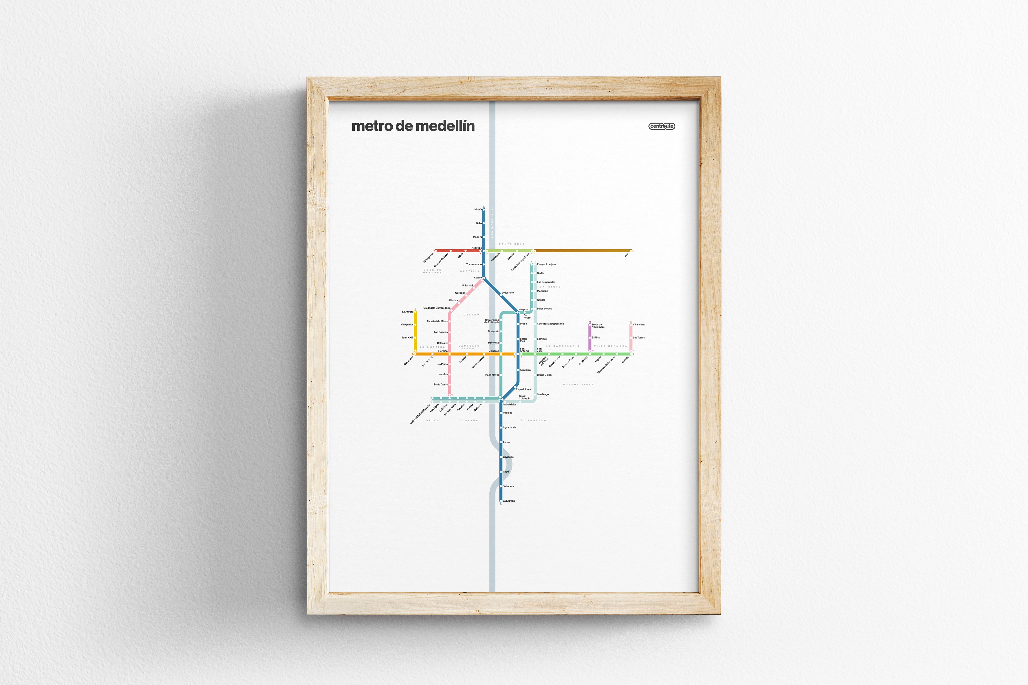 Medellín Metro / Light Mode System Map
