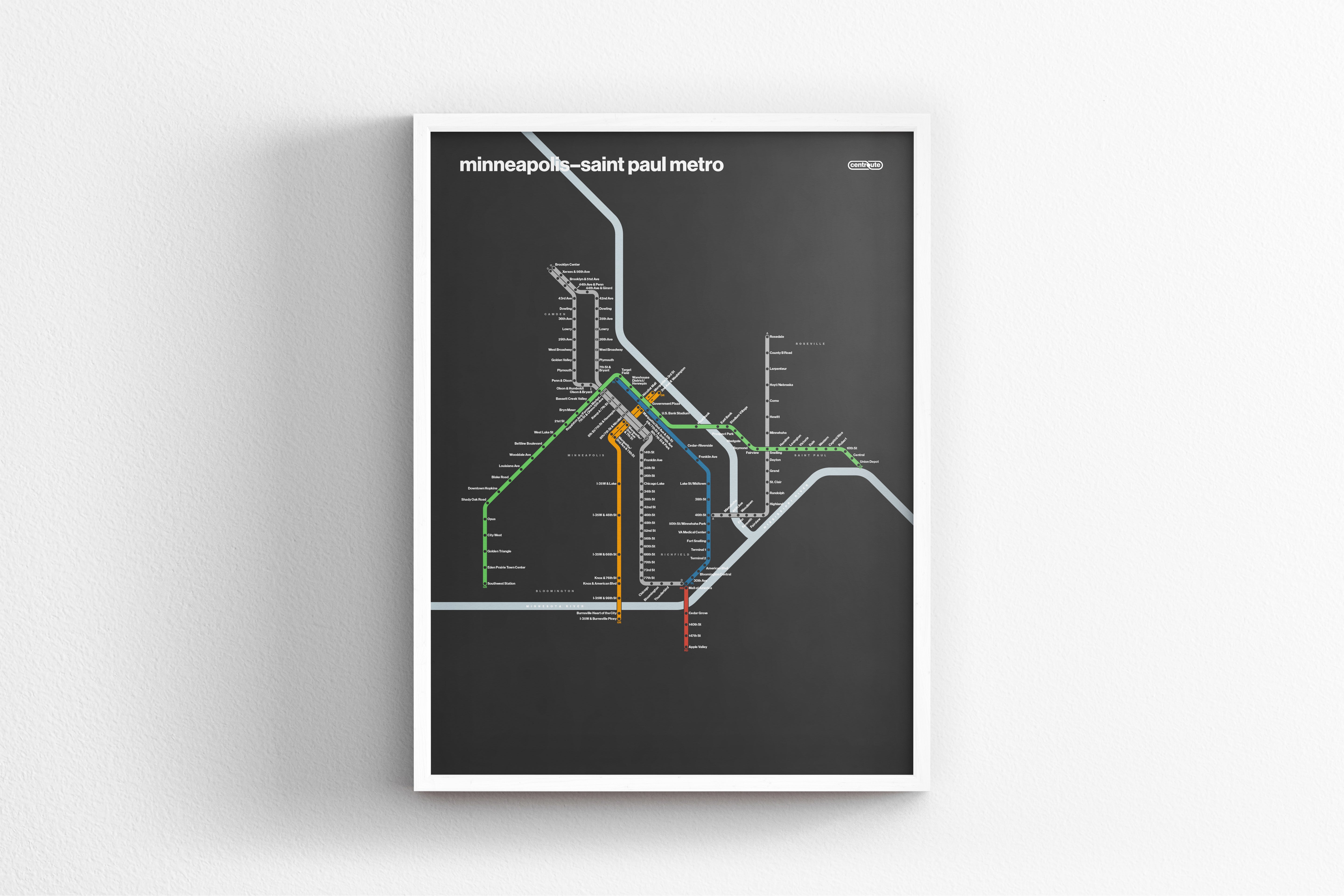 Minneapolis–St. Paul Metro / Dark Mode System Map