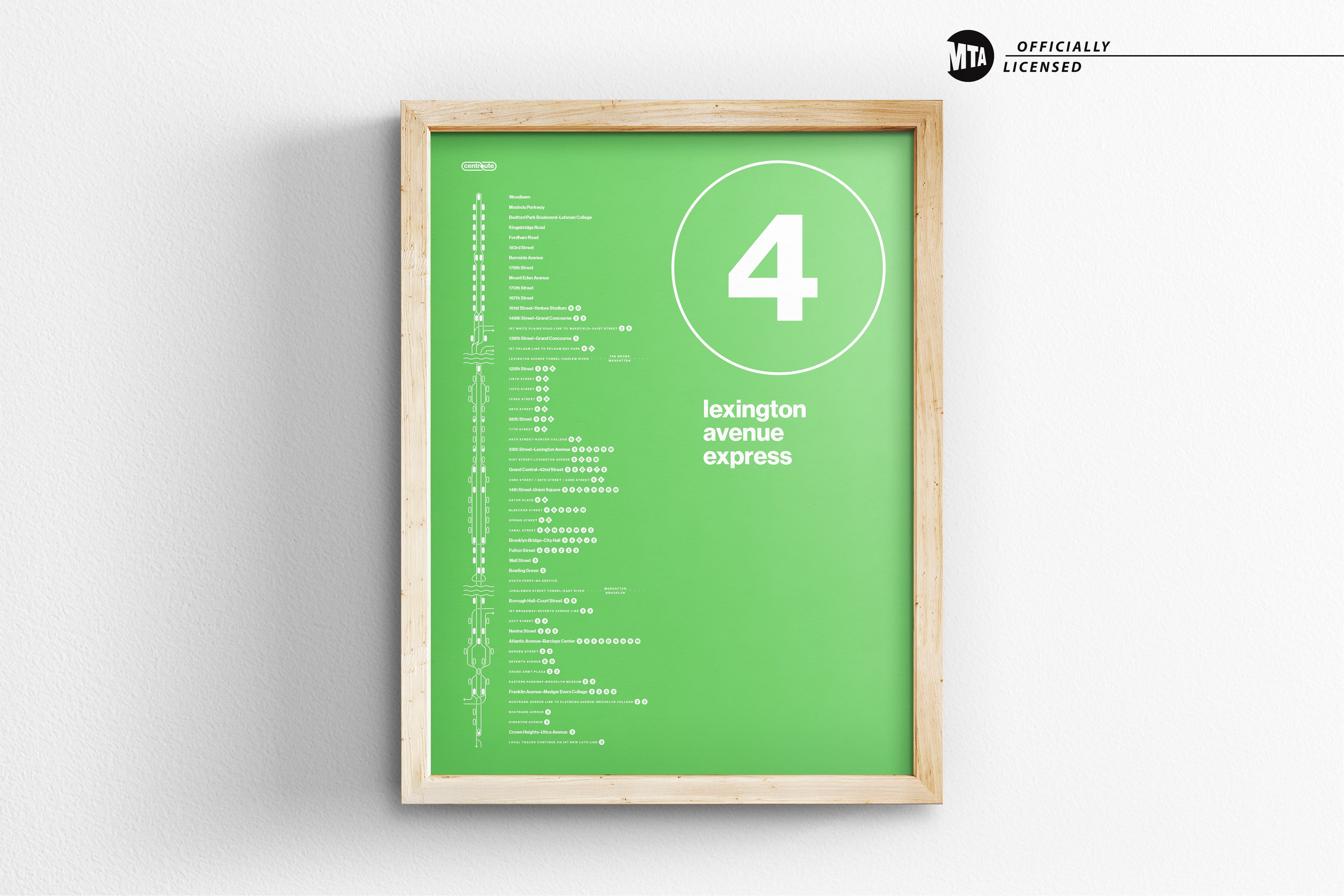 4 Train Map One Color / NYC Subway