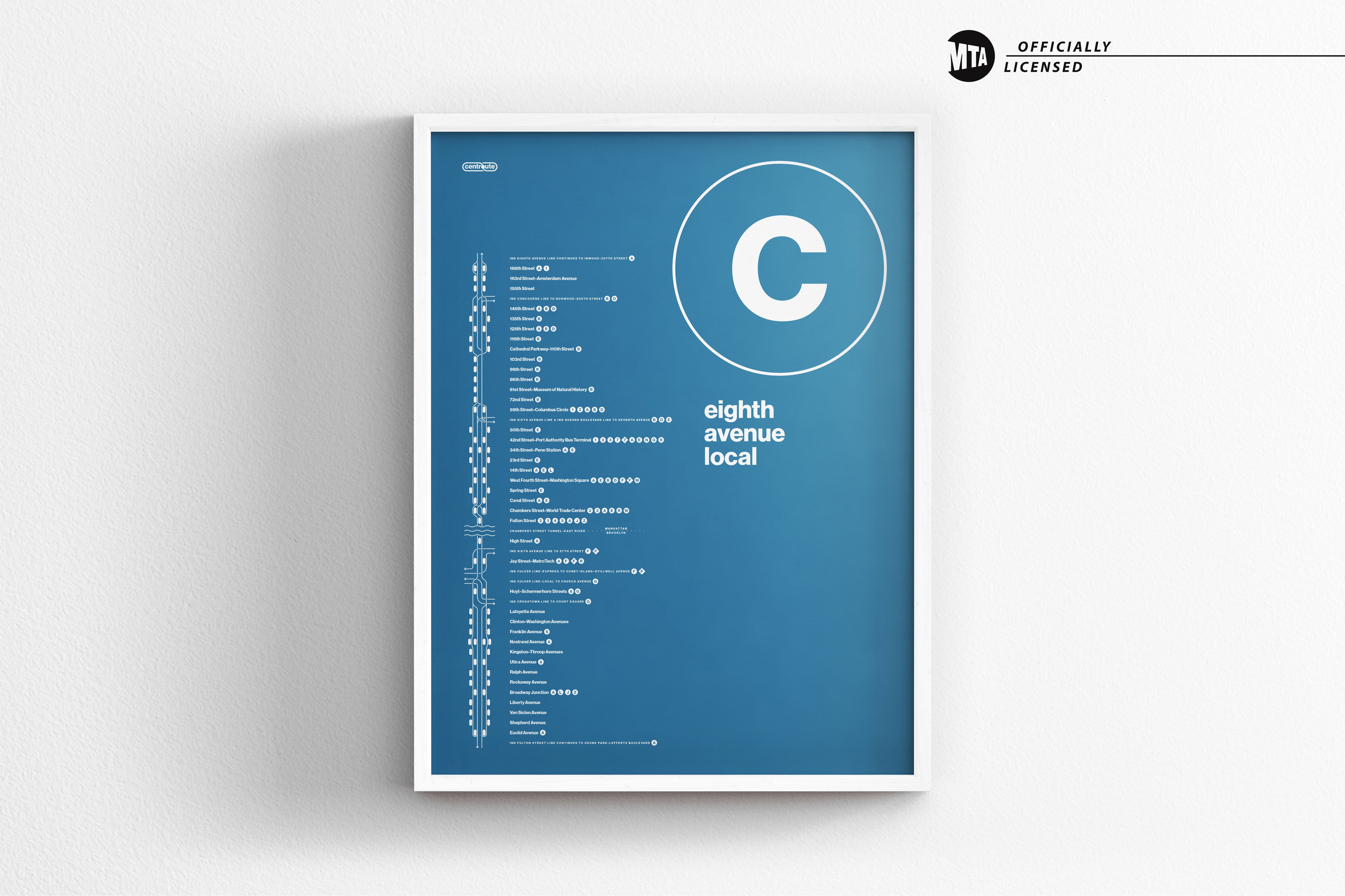 C Train Map One Color / NYC Subway