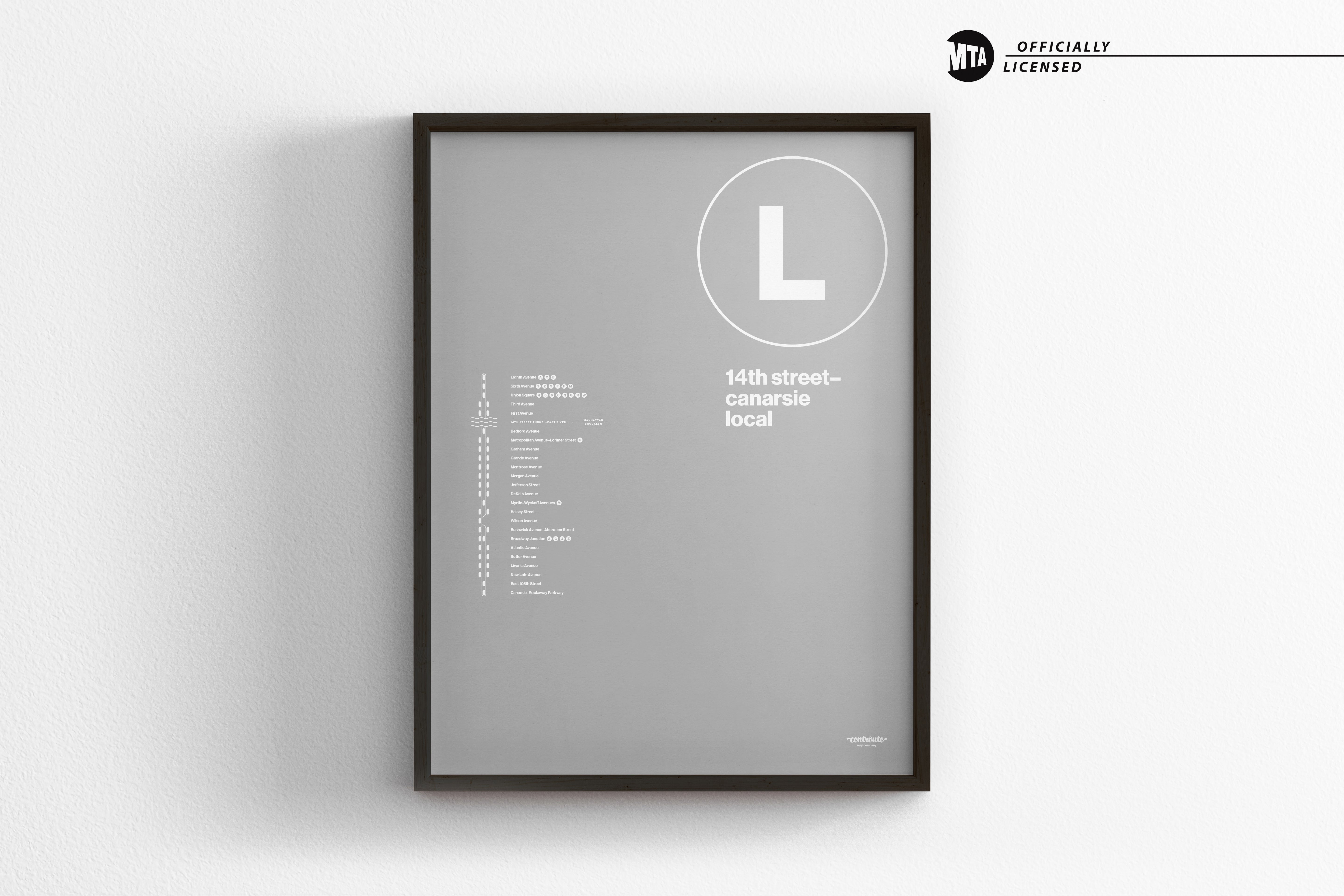 L Train Map One Color / NYC Subway