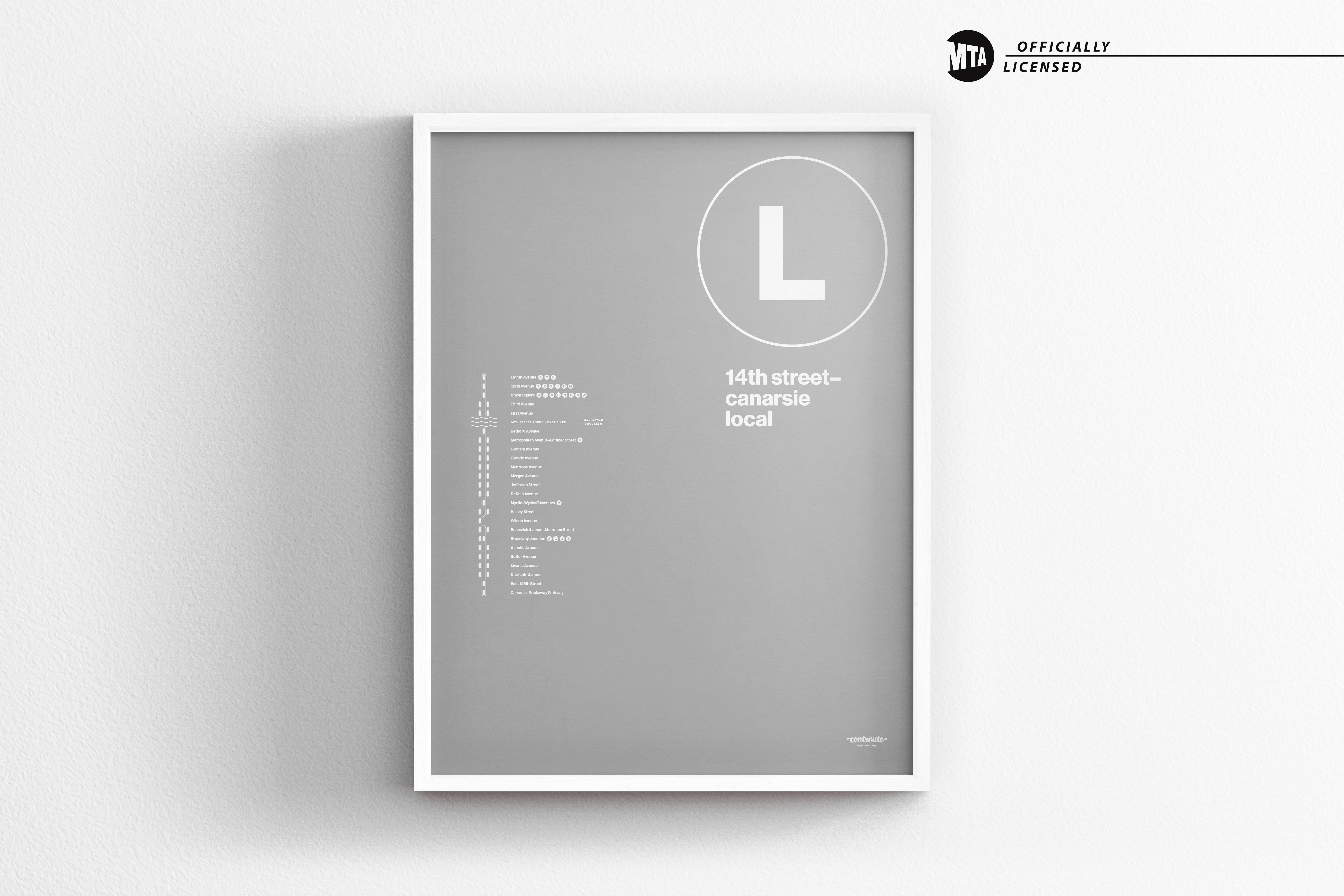L Train Map One Color / NYC Subway