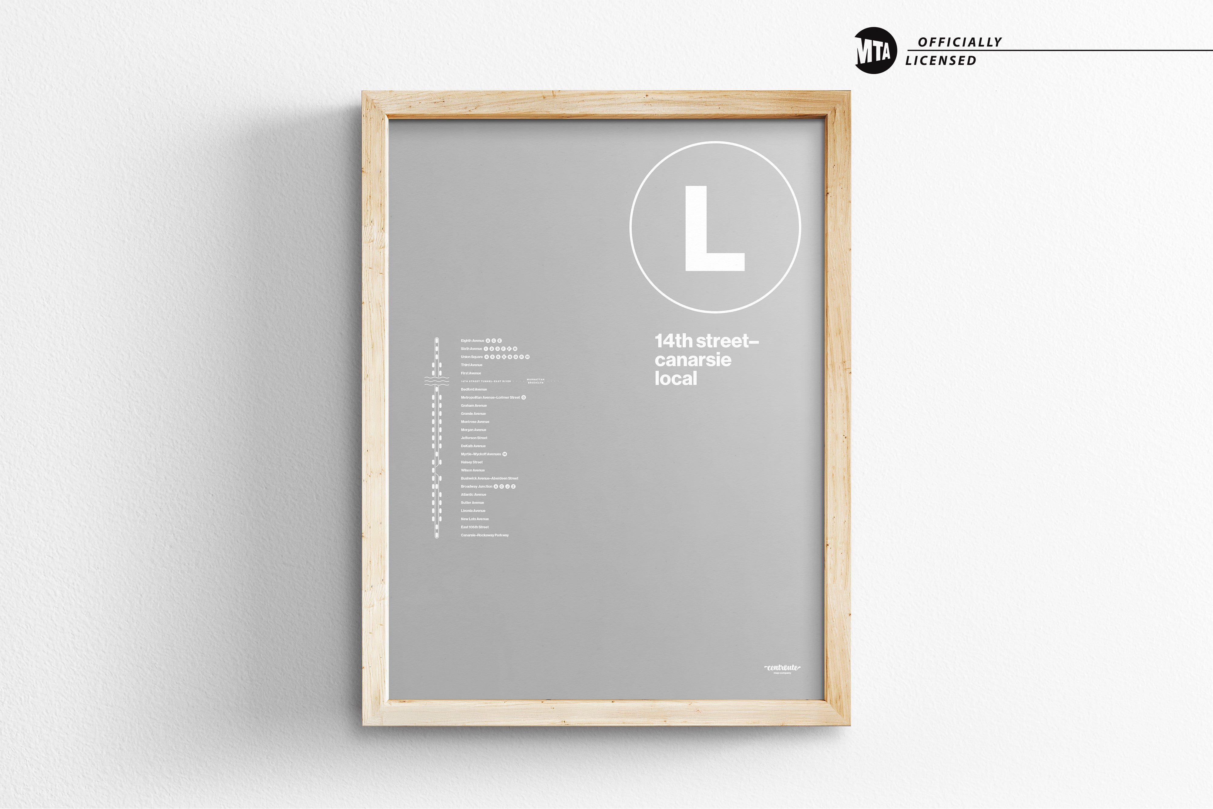L Train Map One Color / NYC Subway