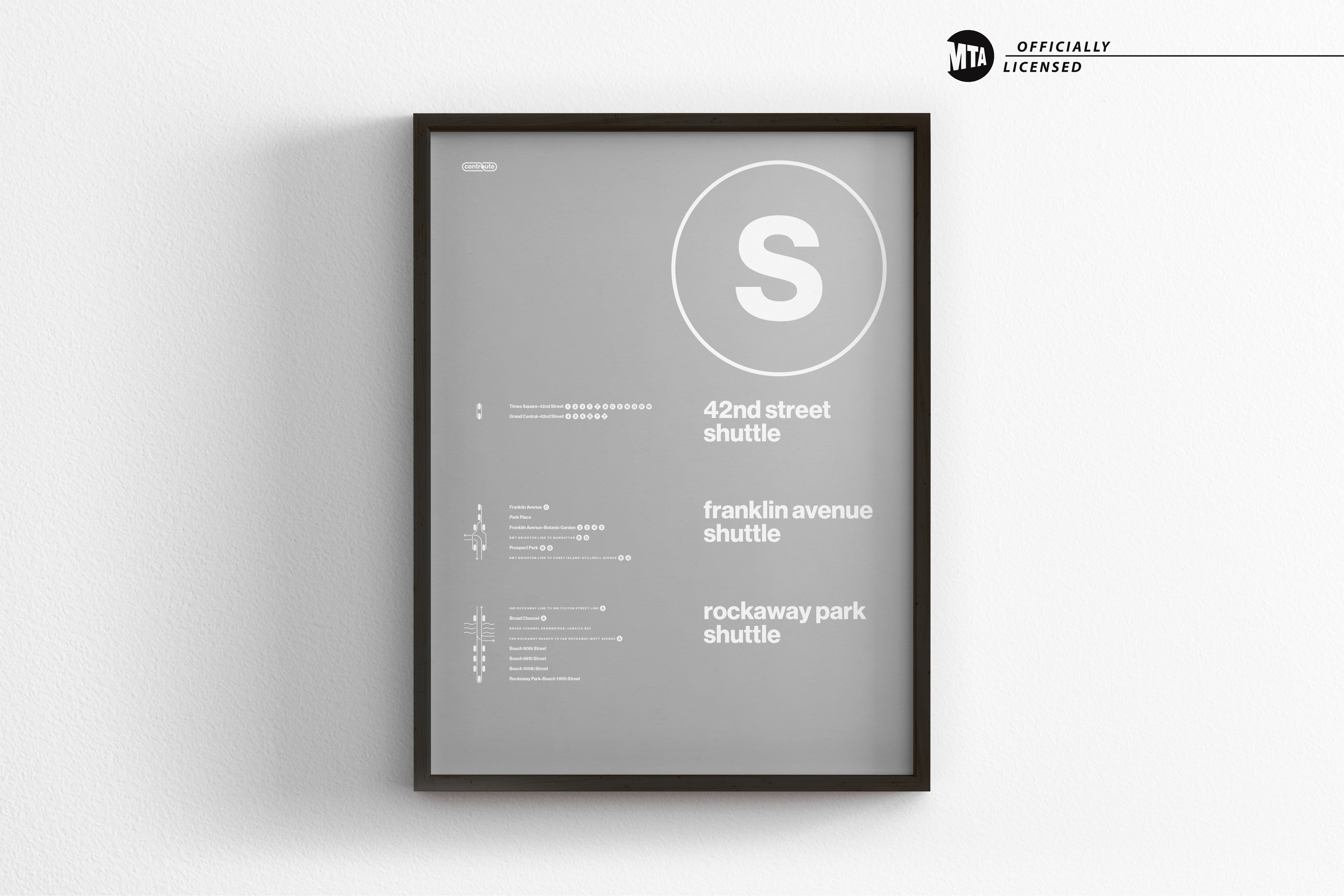 S Train Shuttle Map One Color / NYC Subway