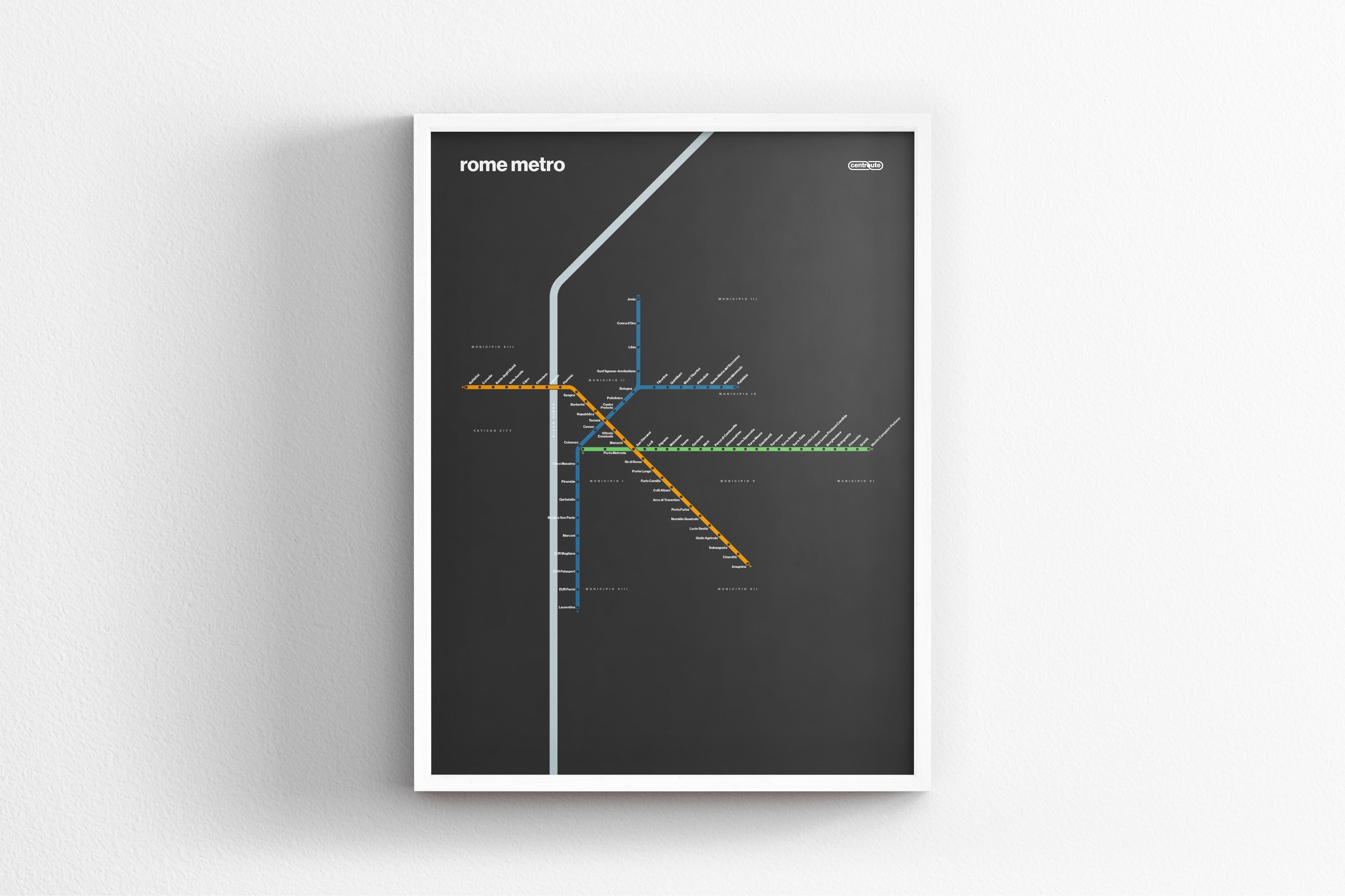 Rome Metro / Dark Mode System Map