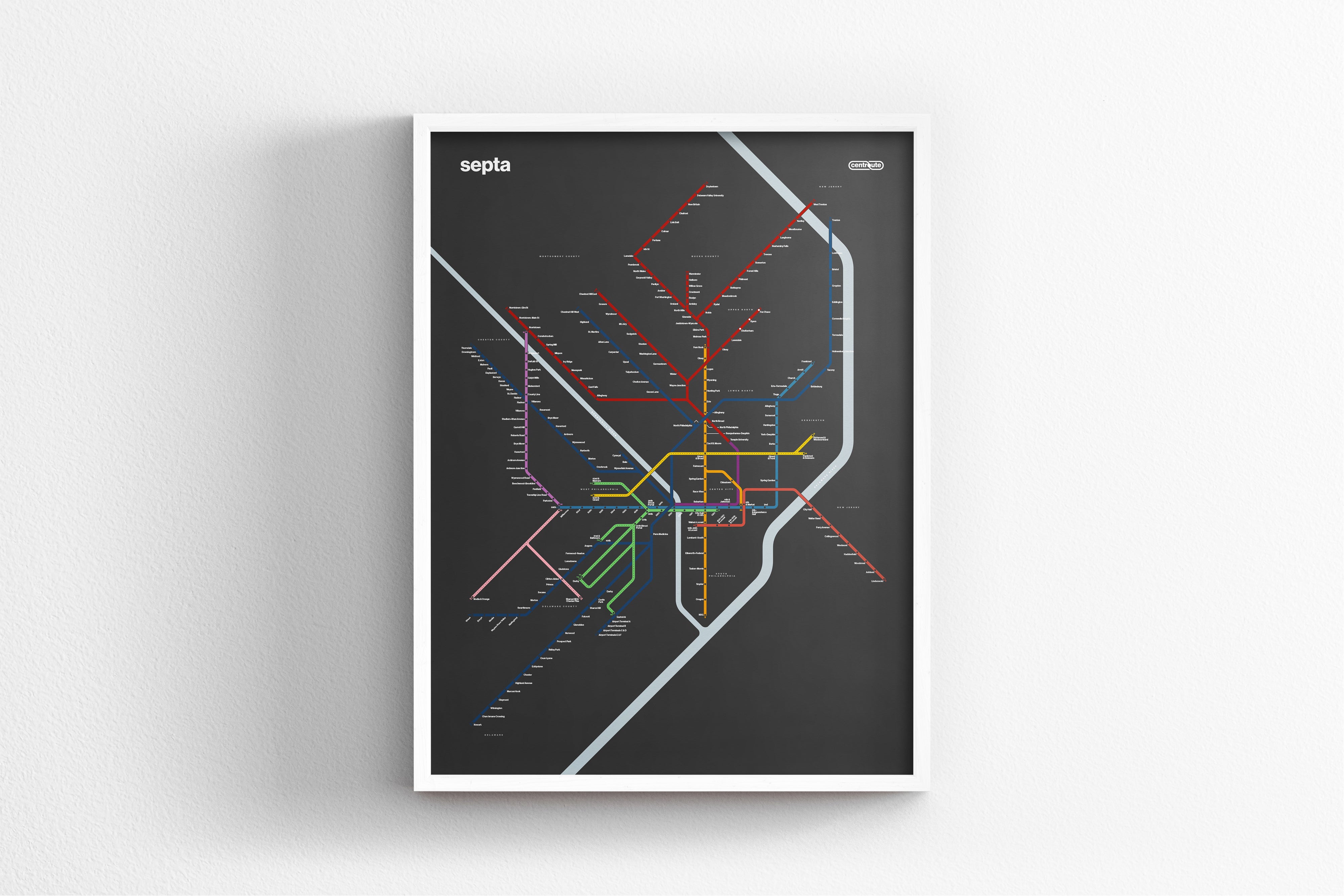 SEPTA Rail / Dark Mode System Map