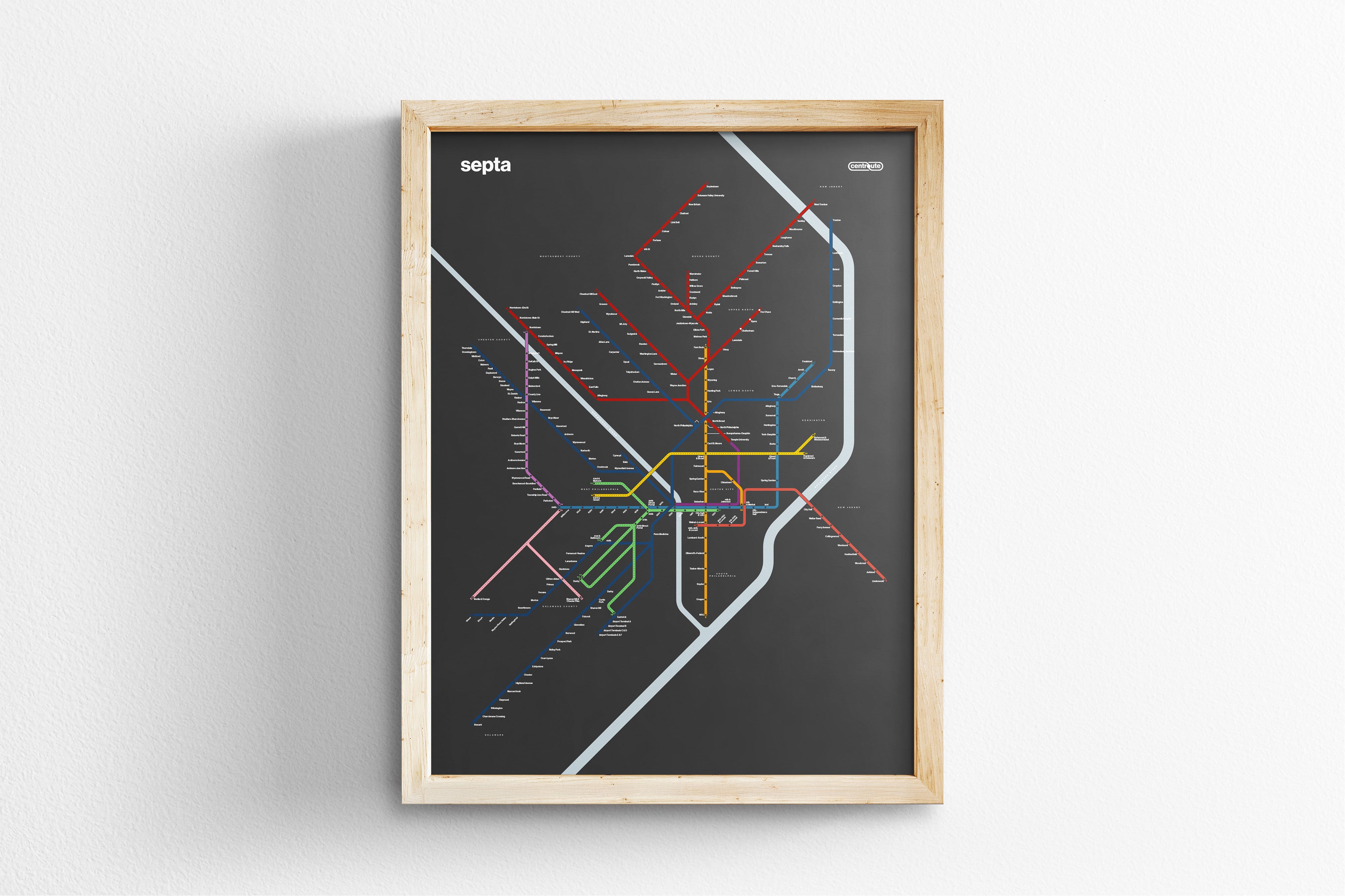 SEPTA Rail / Dark Mode System Map