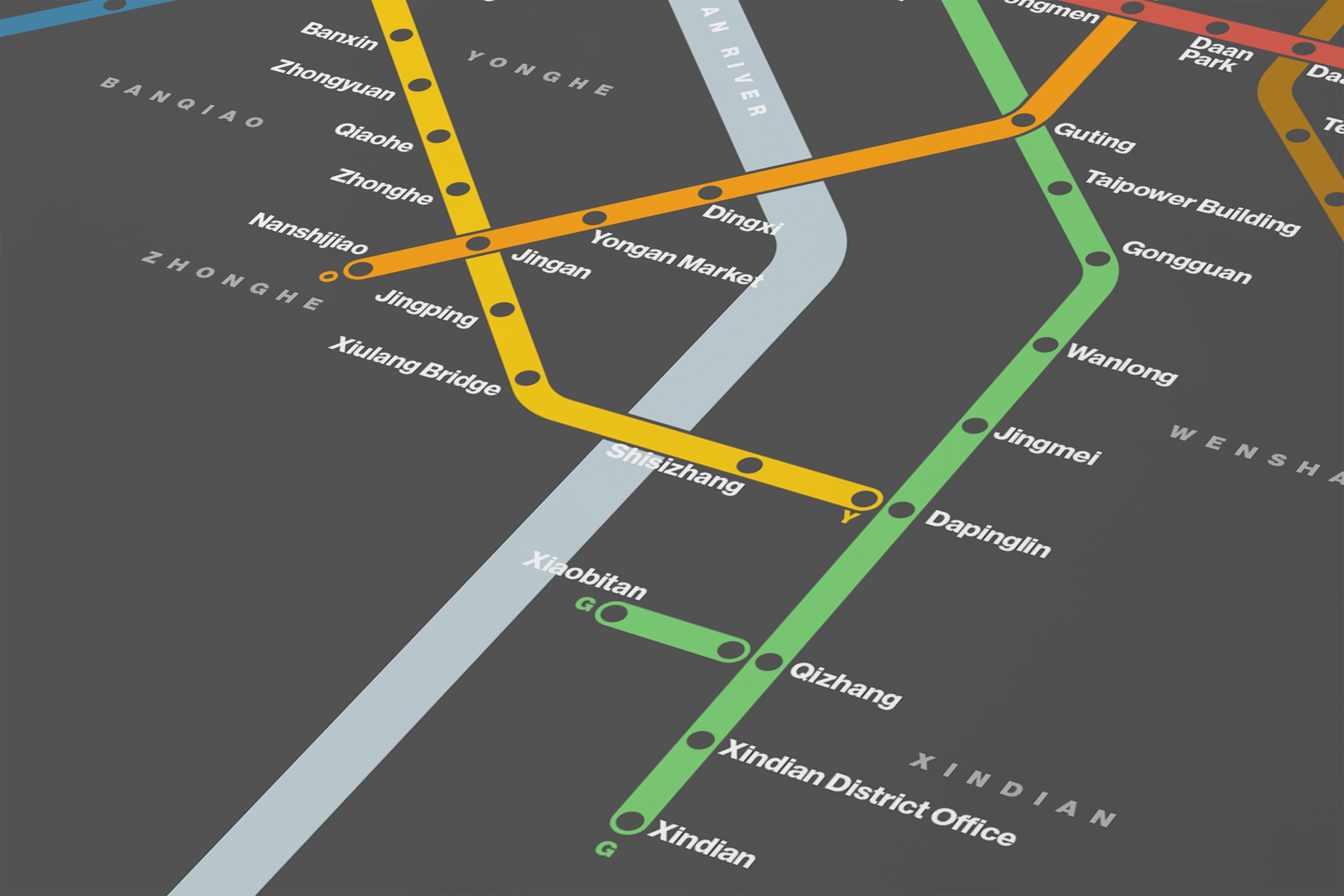 Taipei Metro 臺北捷運 / Dark Mode System Map / English