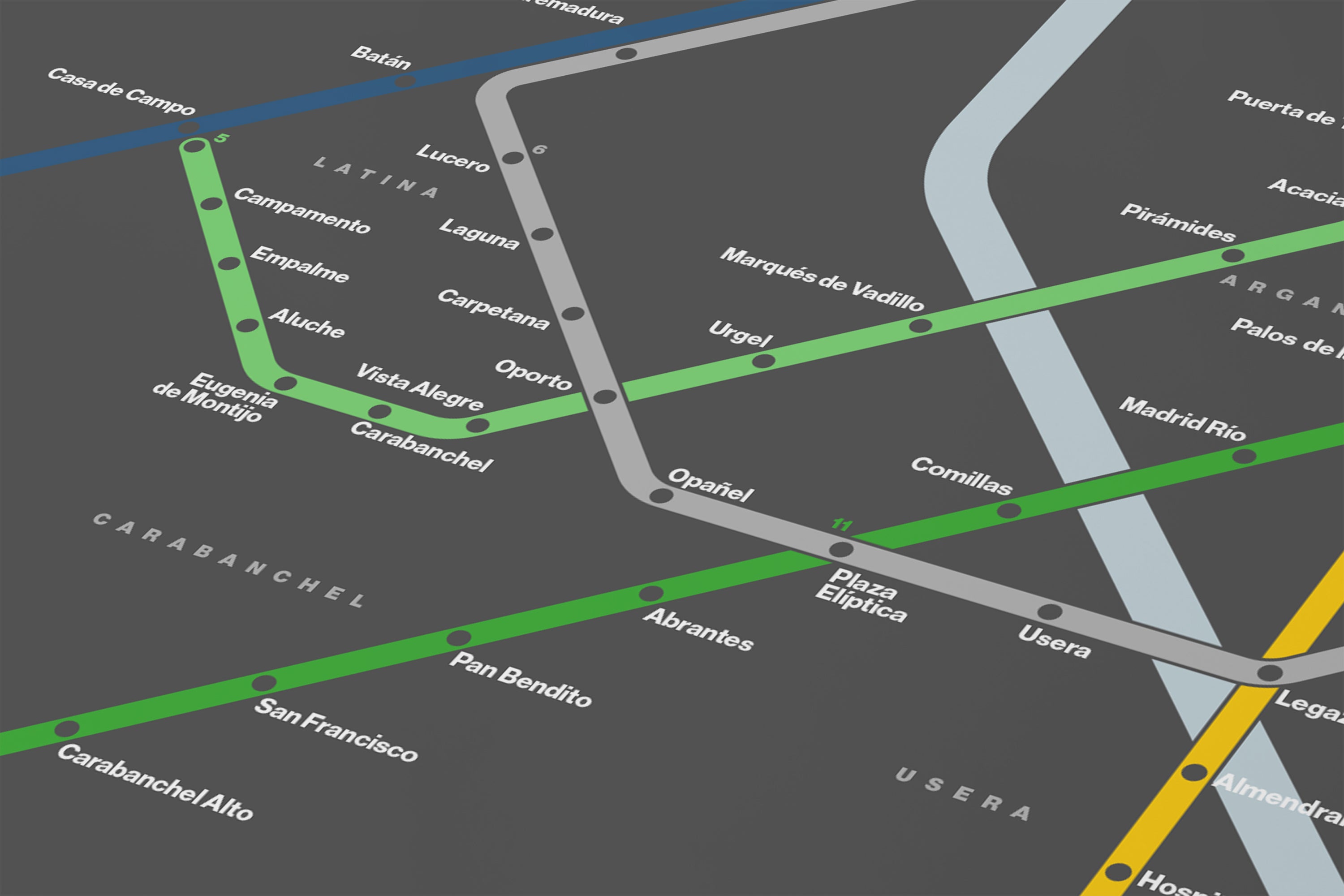 Madrid Metro / Dark Mode Map